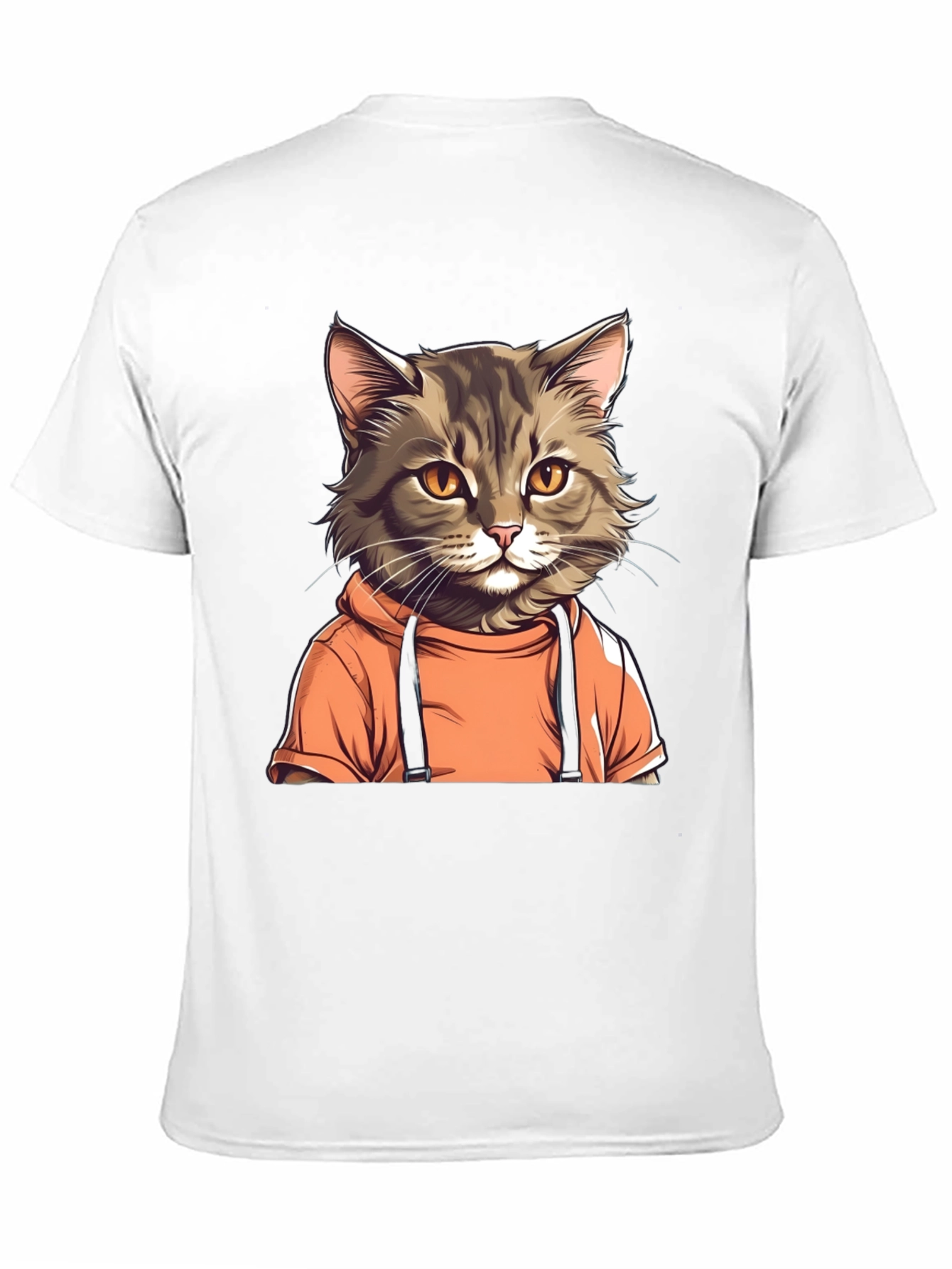 Black Cat in Hoodie Black T-Shirt view 11