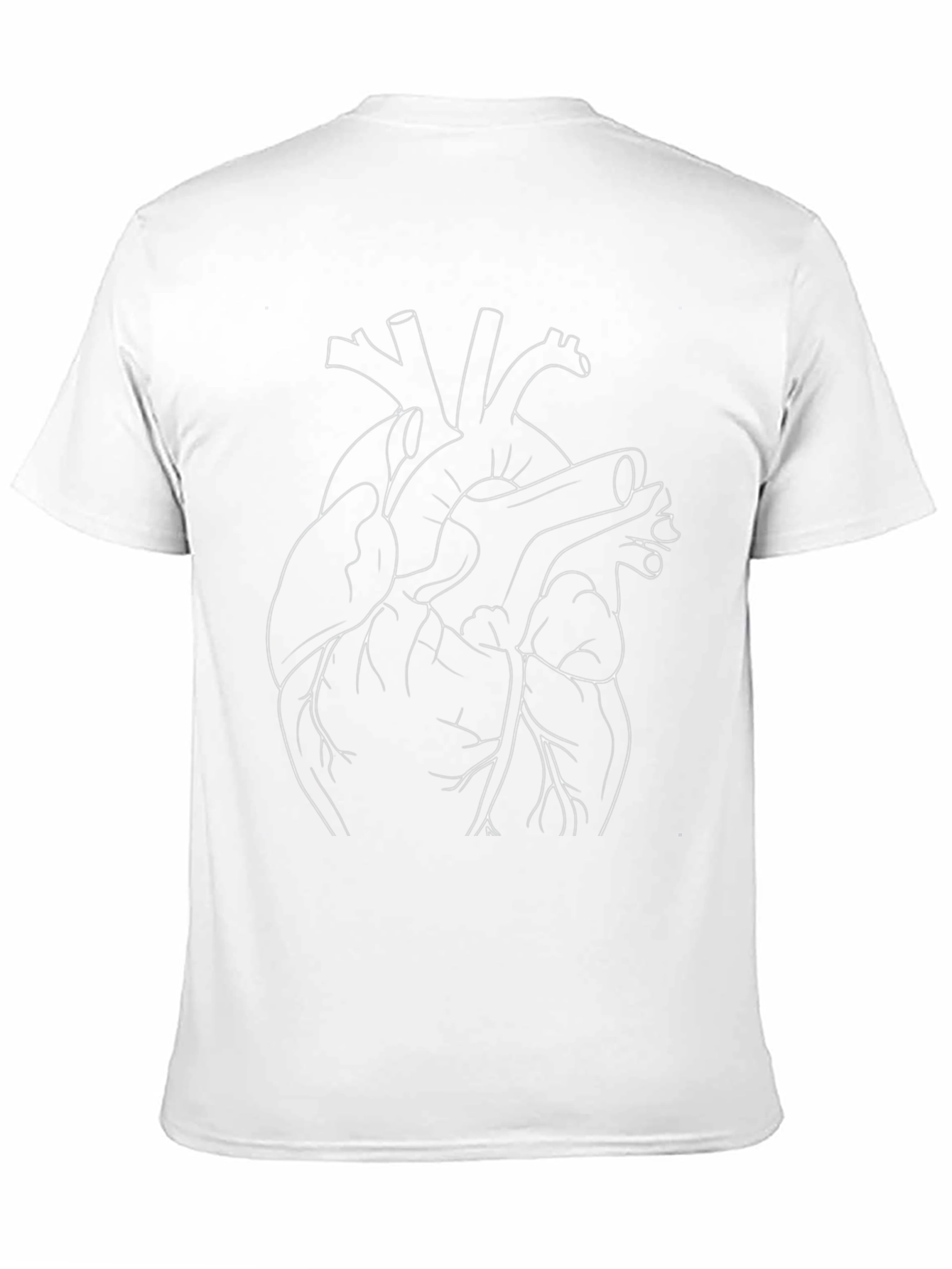 Black Anatomical Heart Outline Graphic T-Shirt view 11