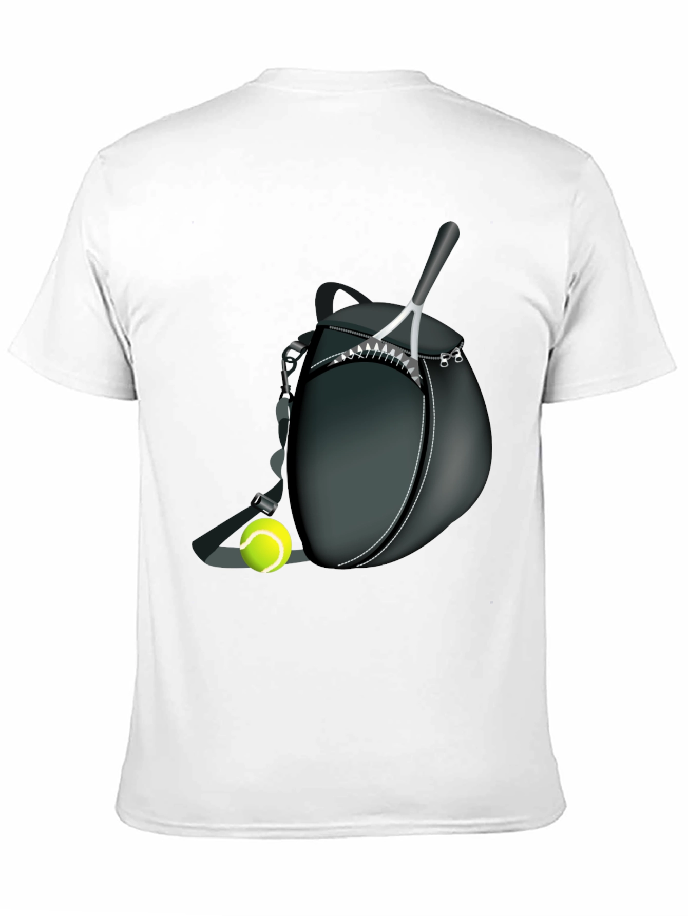 Black Tennis Racket & Ball Graphic Tee - Sporty Casual Style view 11