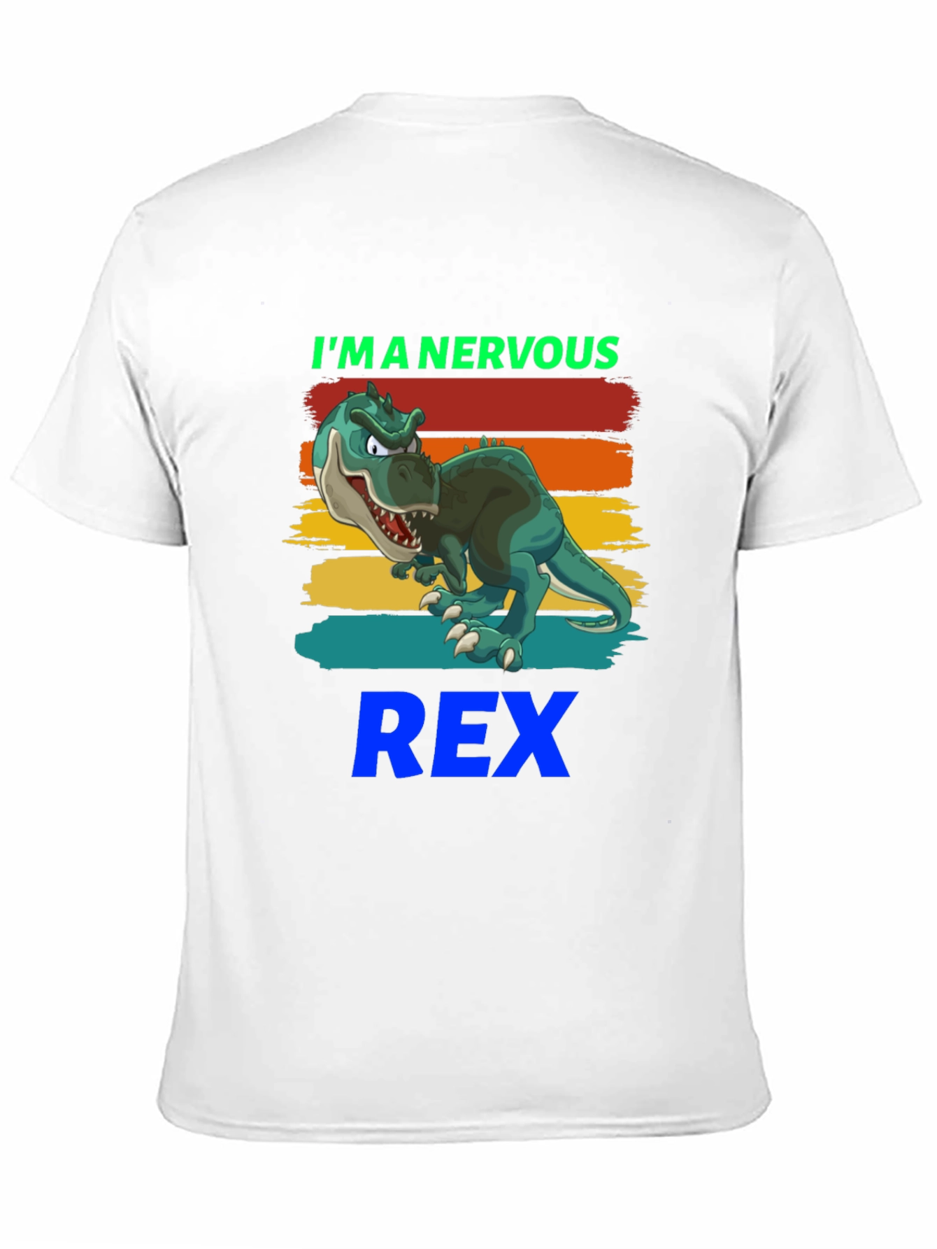 Black Nervous Rex T-Shirt - Cartoon Dinosaur Tee view 11