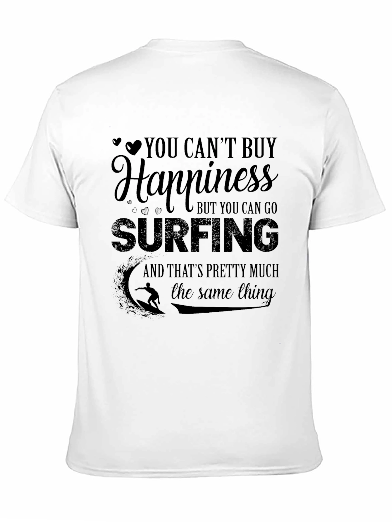 Black Surfing Happiness Black T-Shirt view 11