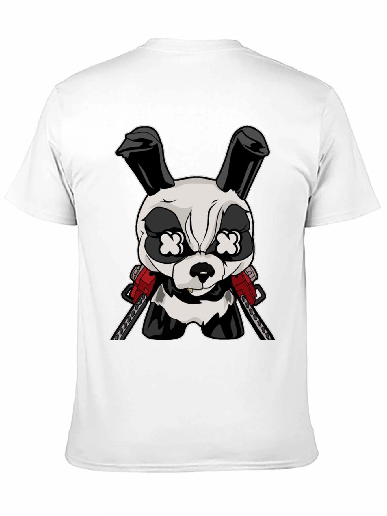 Black Cartoon Rabbit Chainsaw T-Shirt view 11