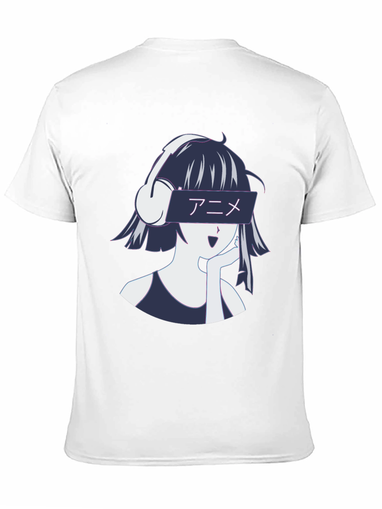 Black Anime Girl Headphones Graphic T-Shirt - Stylish Casual Wear view 11