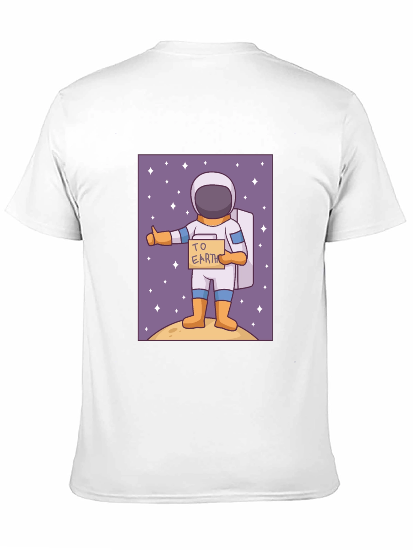 Black Astronaut Hitchhiking T-Shirt - To Earth Cartoon Tee view 11