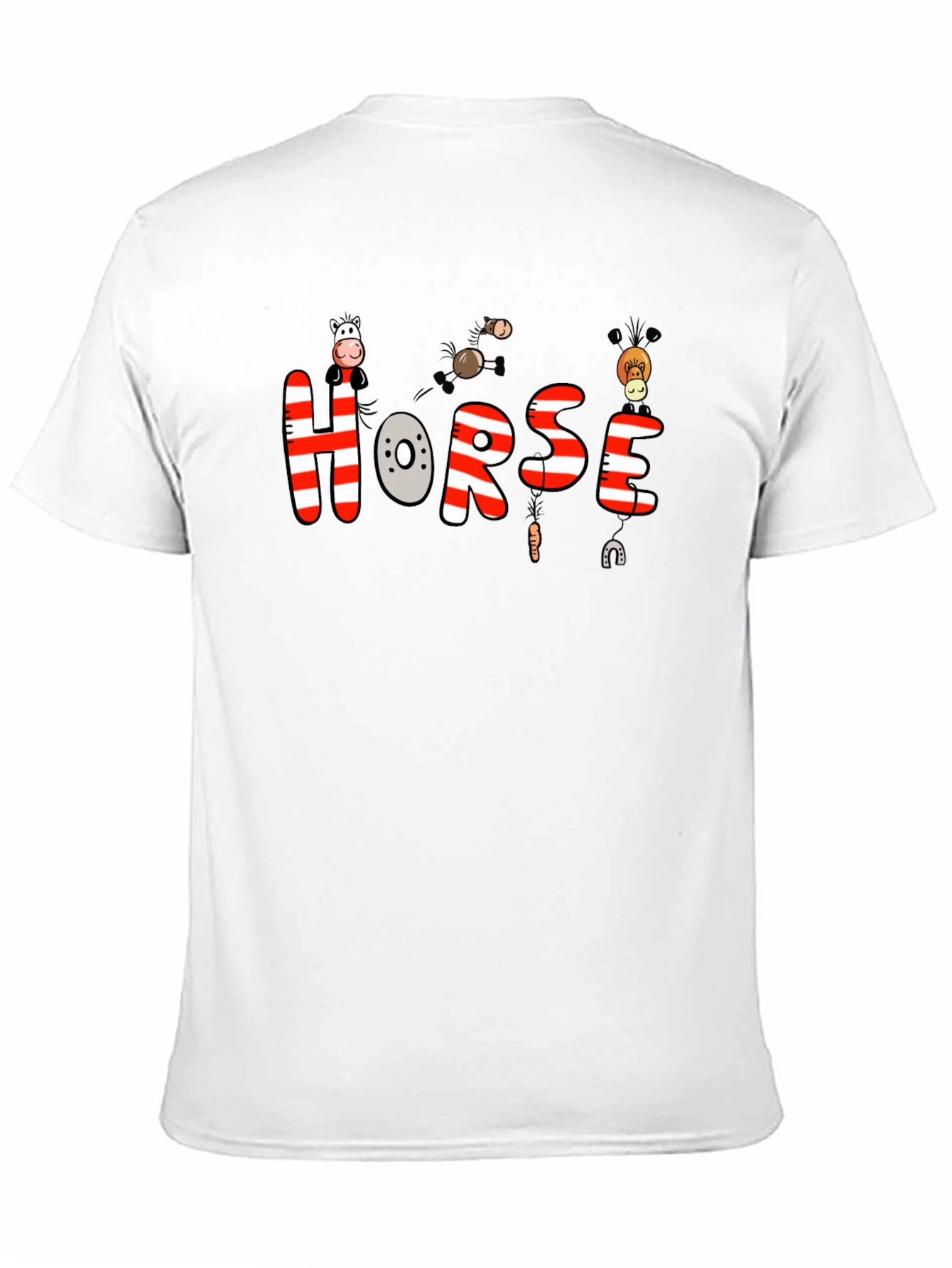 Black Cartoon Horse Graphic Tee - Black Cotton T-Shirt view 11