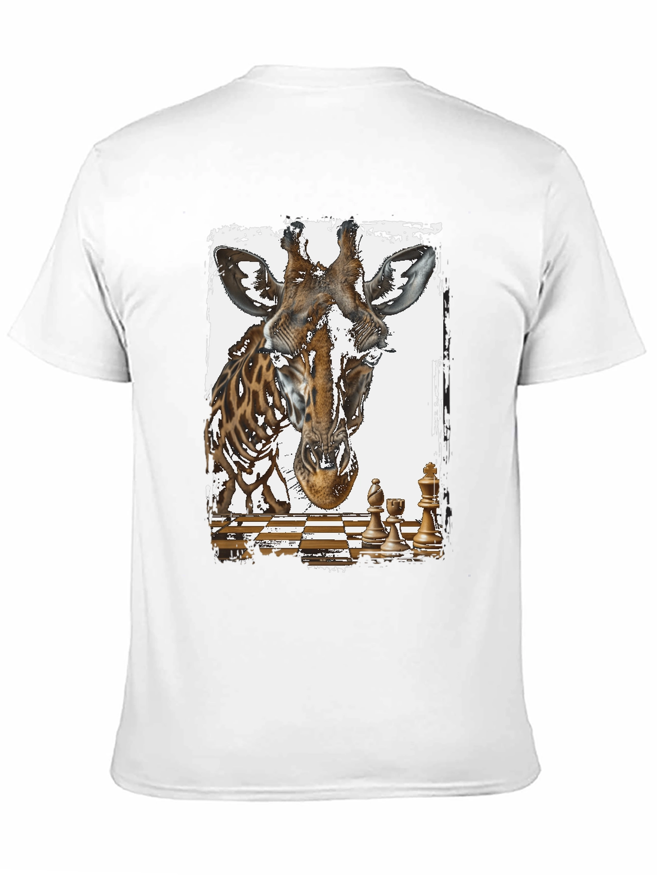 Black Giraffe Chess Graphic Tee - Novelty Design T-Shirt view 11