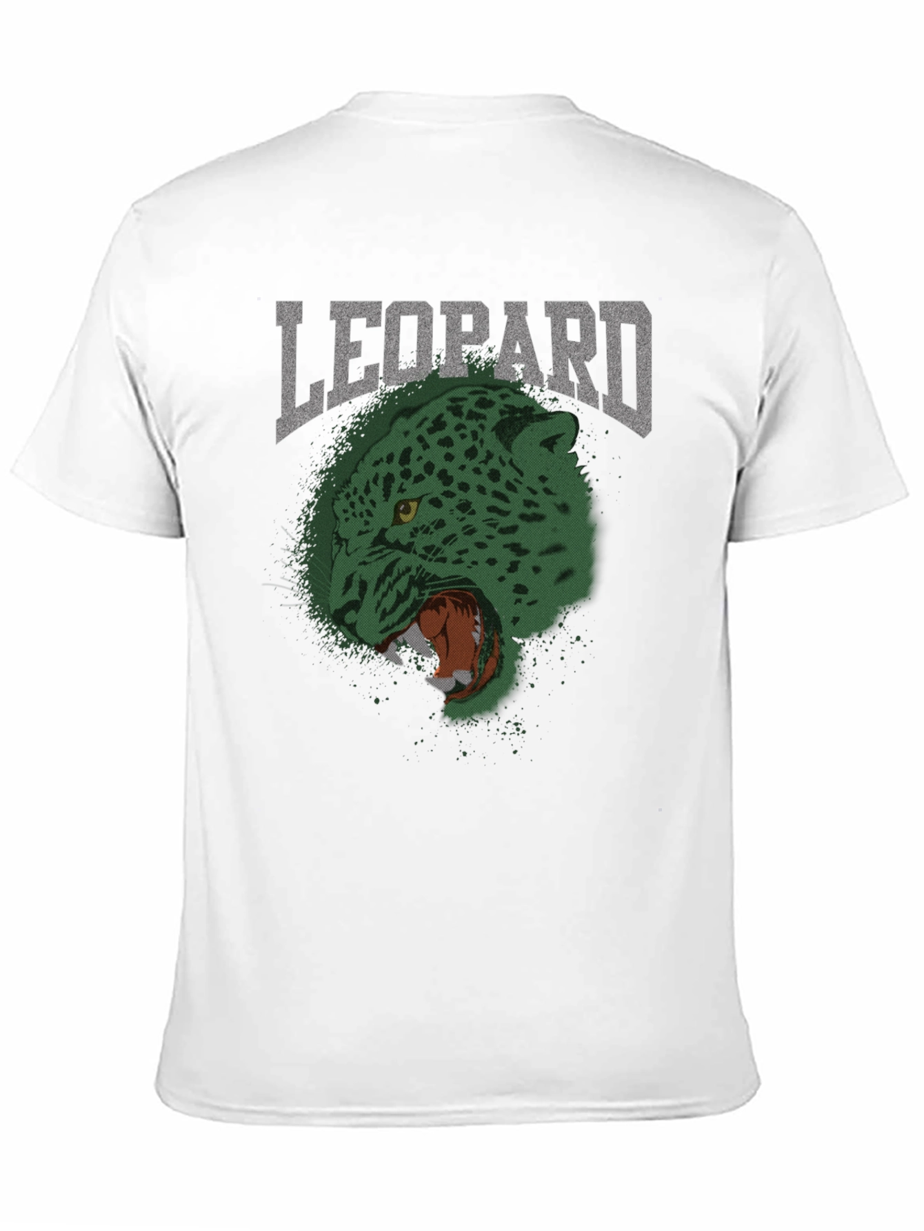 Black Men's Leopard Graphic Print Crew Neck T-Shirt view 11