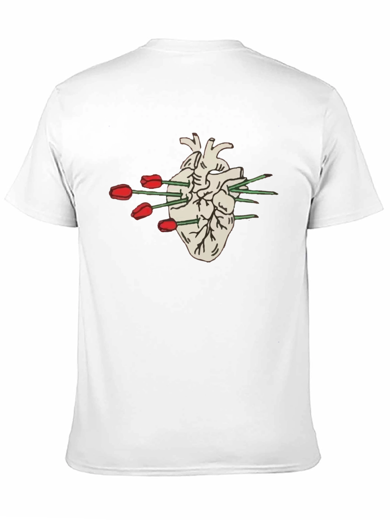 Black Anatomical Heart T-Shirt - Floral Arrow Design view 11