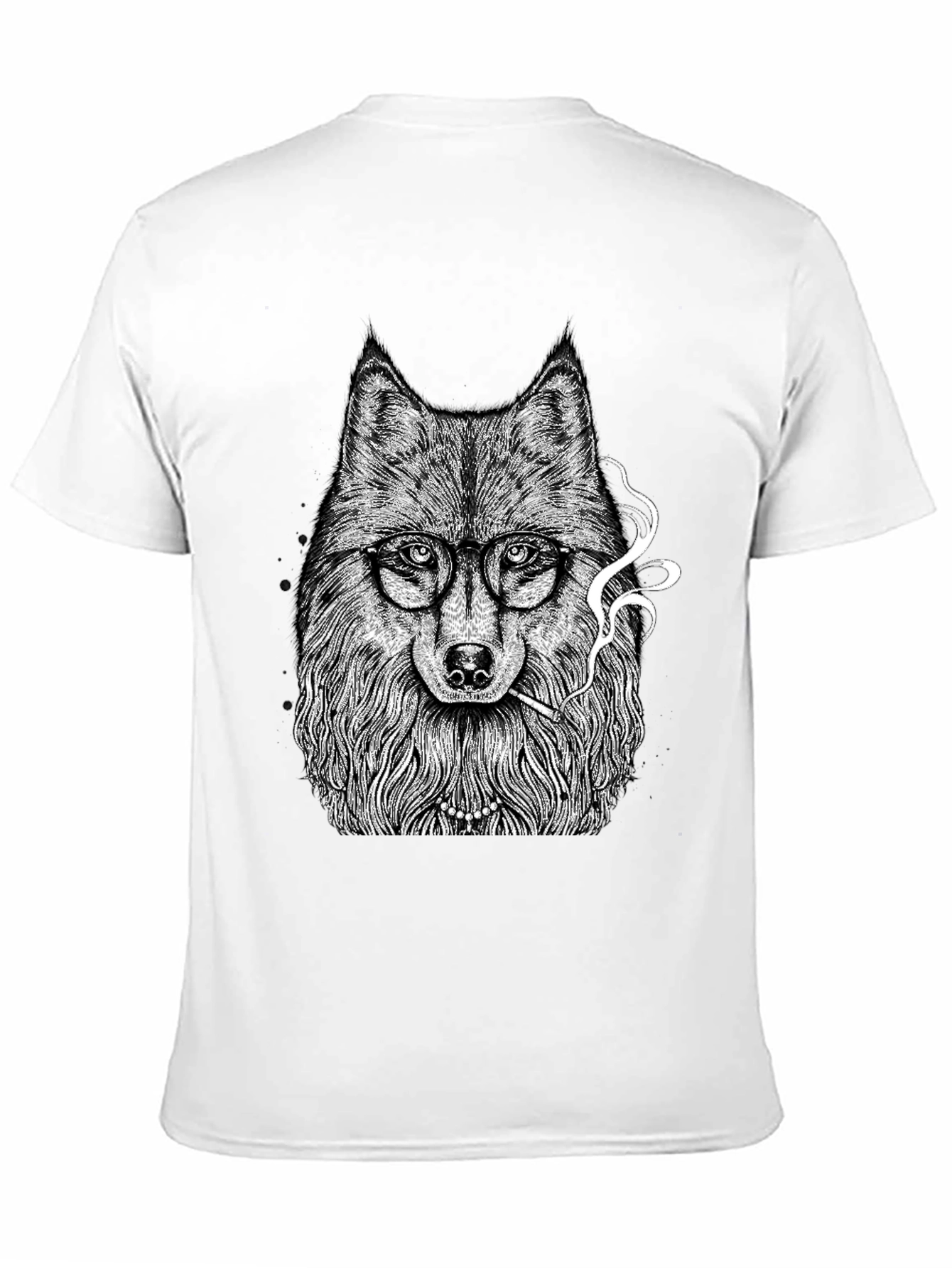 Black Wolf with Glasses Graphic Tee - Black view 11