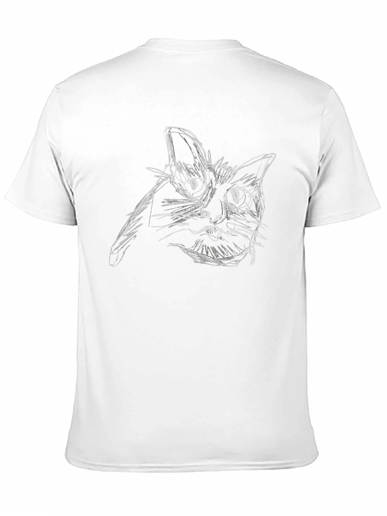 Black Sketchy Cat Tee - Unisex Black Cotton T-Shirt view 11