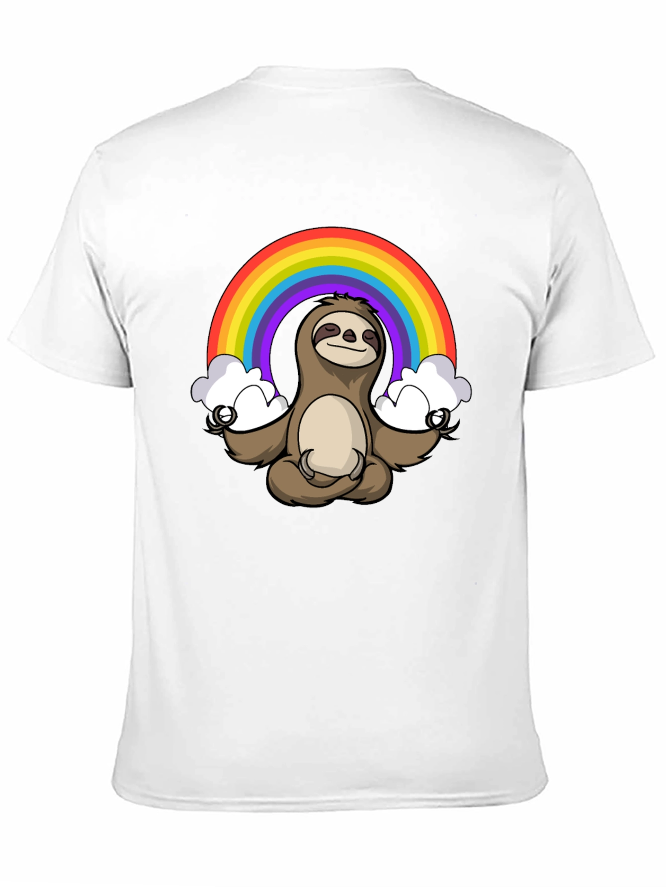 Black Meditating Sloth Rainbow T-Shirt - Relaxed Zen Style view 11