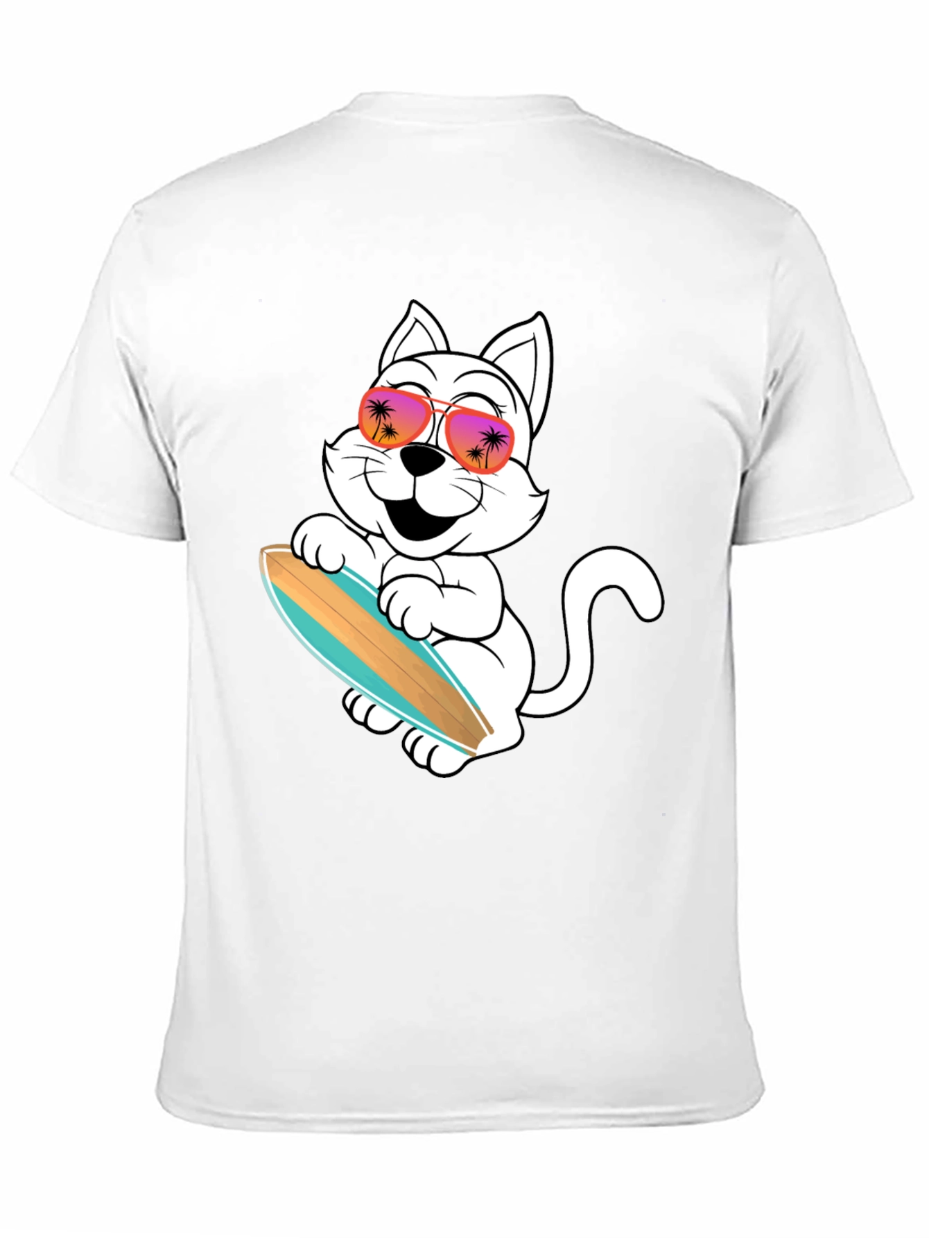 Black Cool Cat Surfing T-Shirt view 11