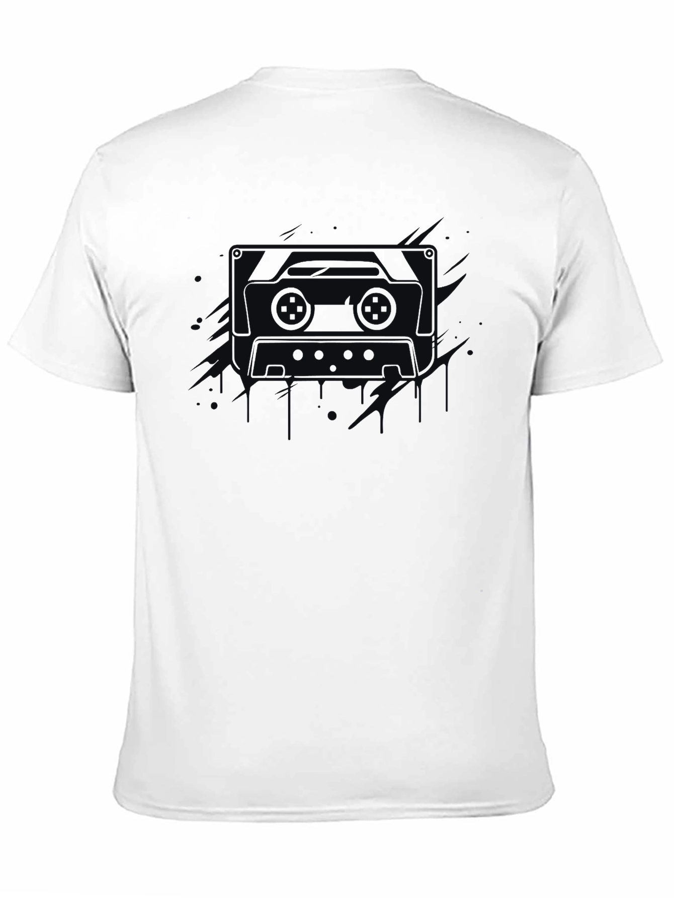 Black Retro Cassette Tape Graphic Tee - Men's Black T-Shirt view 11