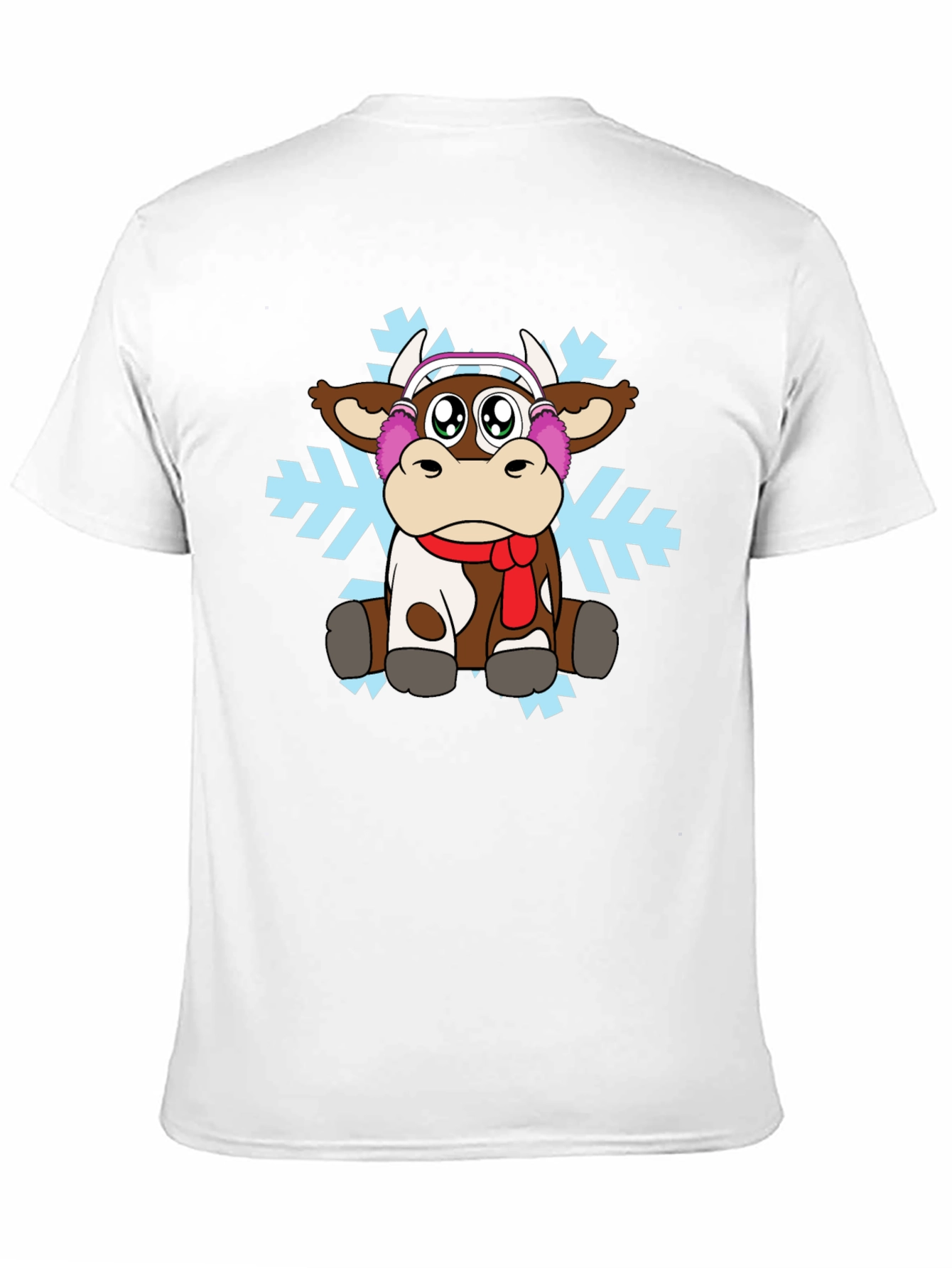 Black Cute Cartoon Cow Winter T-Shirt view 11