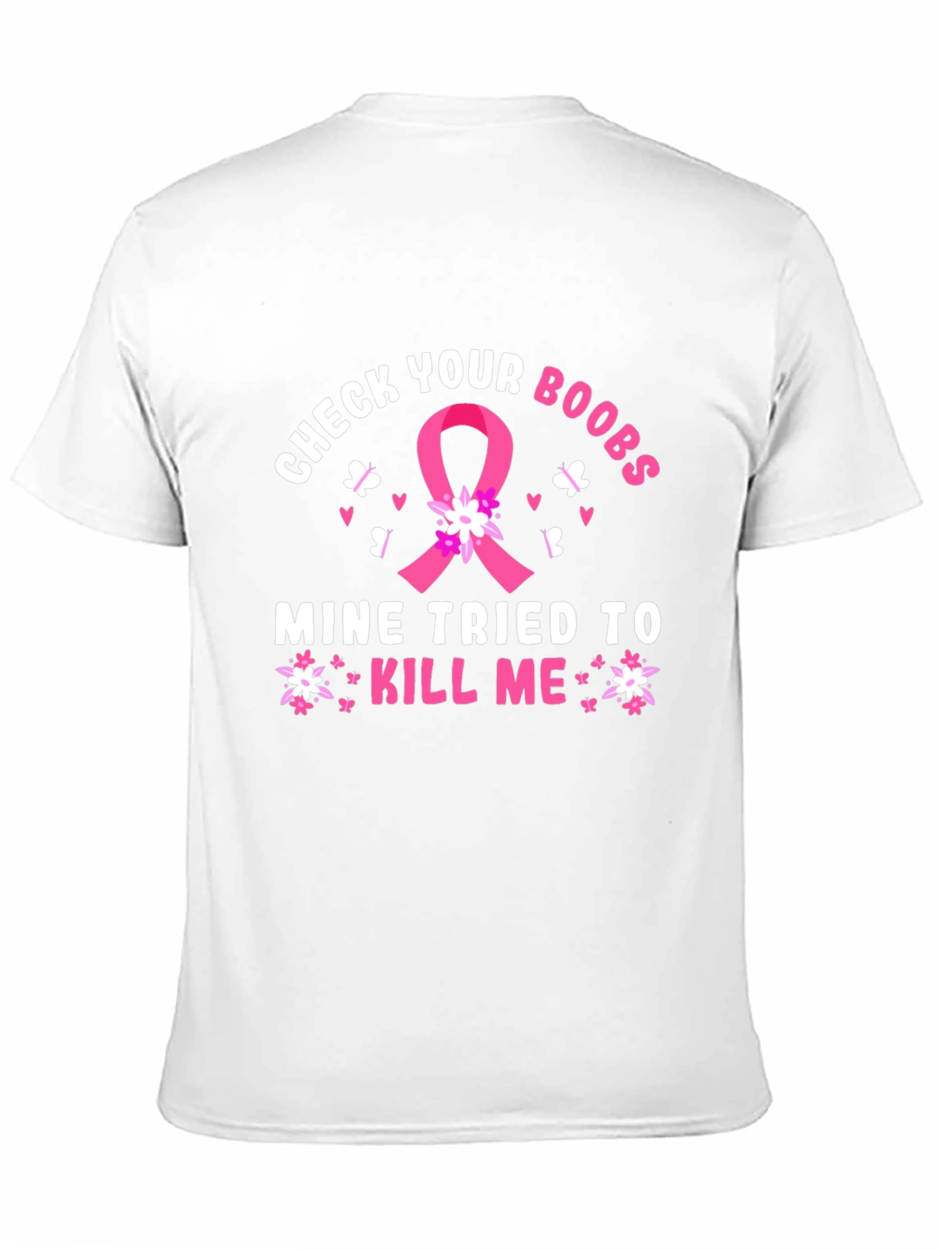 Black Check Your Boobs Breast Cancer Awareness T-Shirt view 11