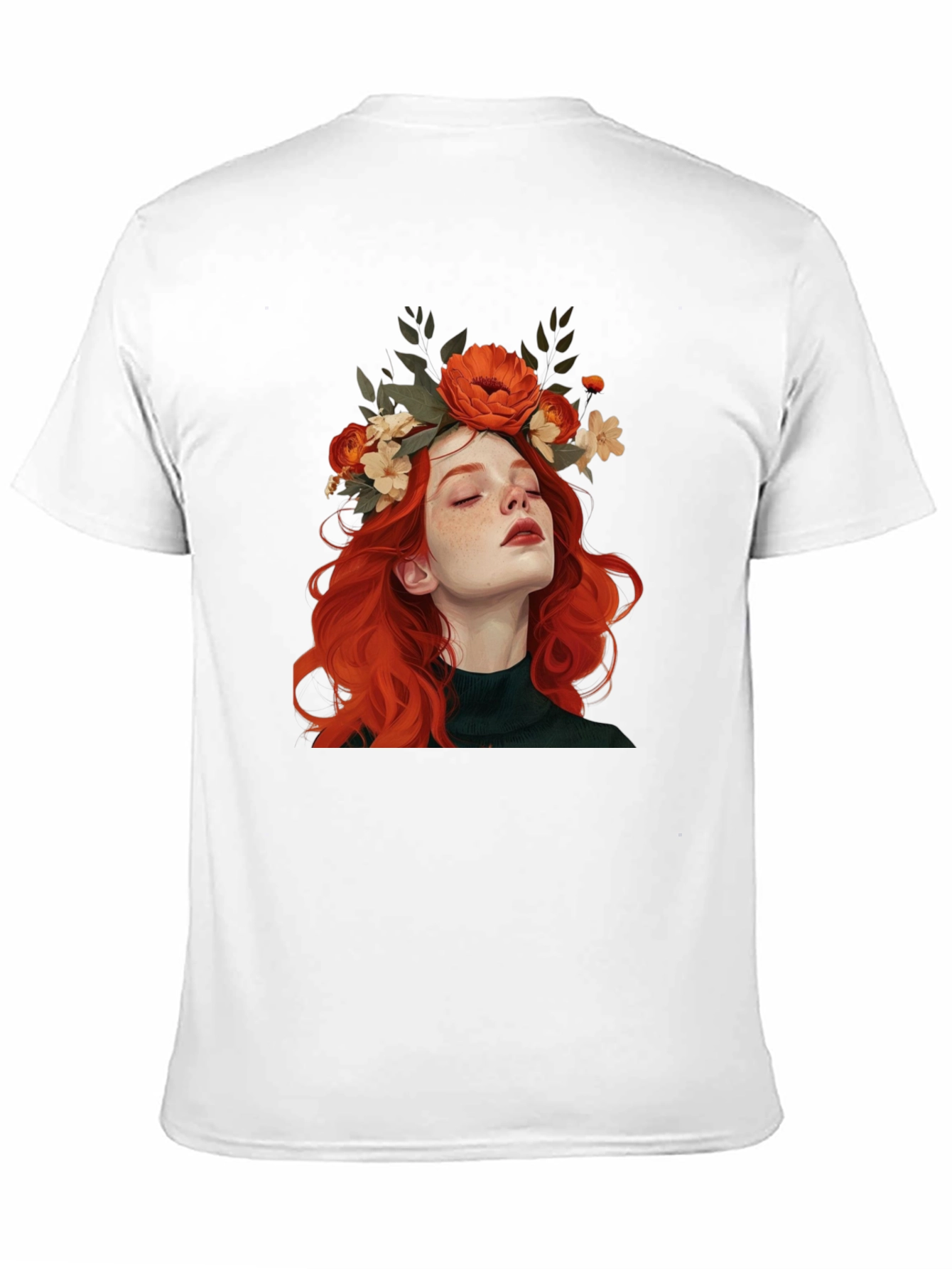 Black Floral Crown Woman Graphic Black T-Shirt view 11