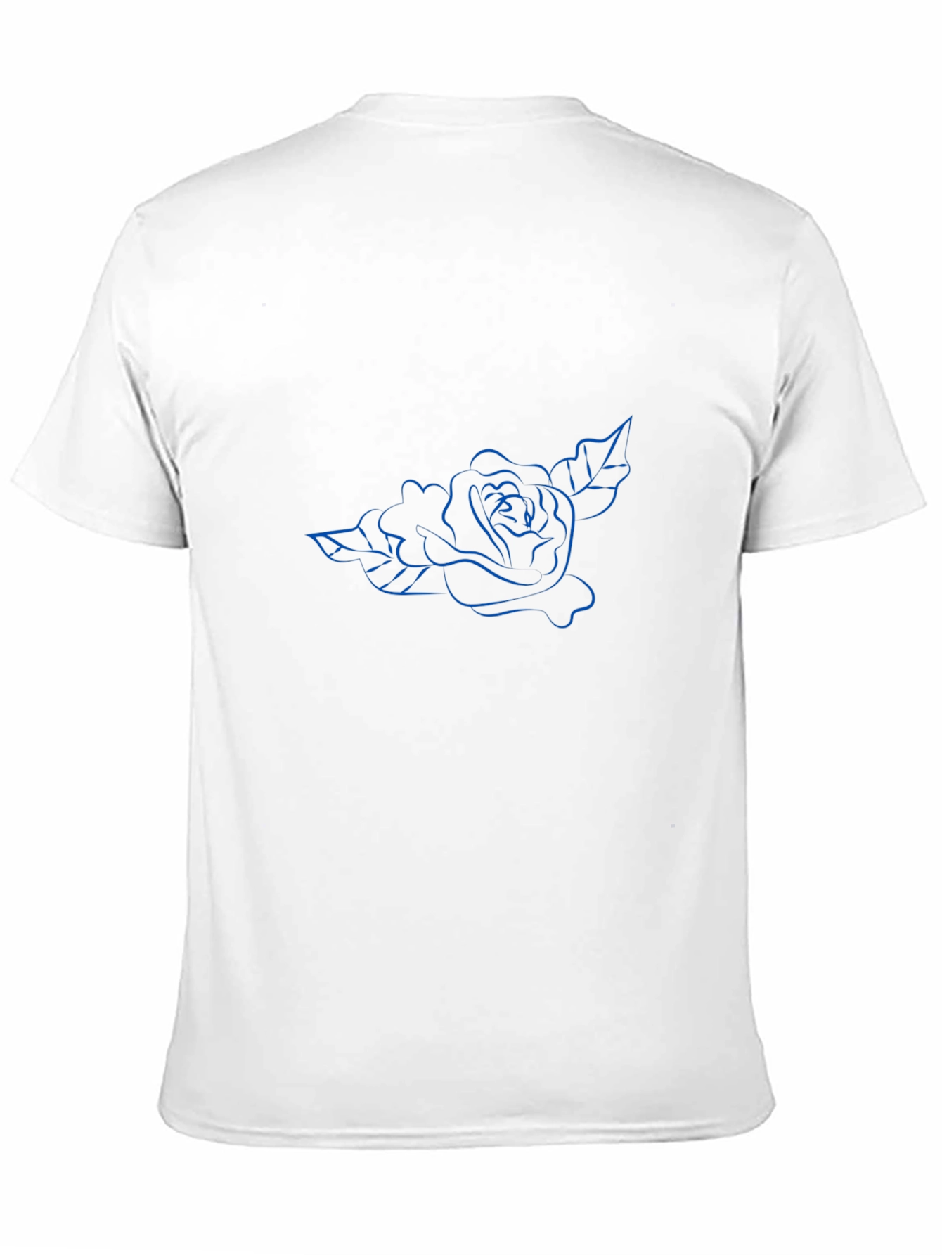 Black Men's Black T-Shirt with Blue Rose Design view 11
