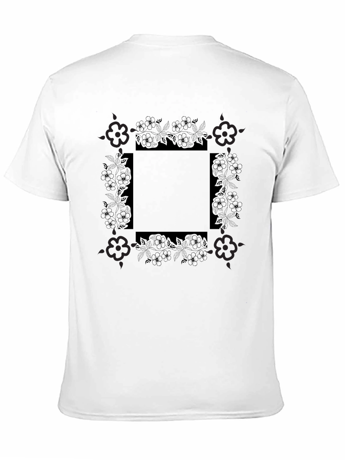 Black Floral Border Graphic Print T-Shirt view 11