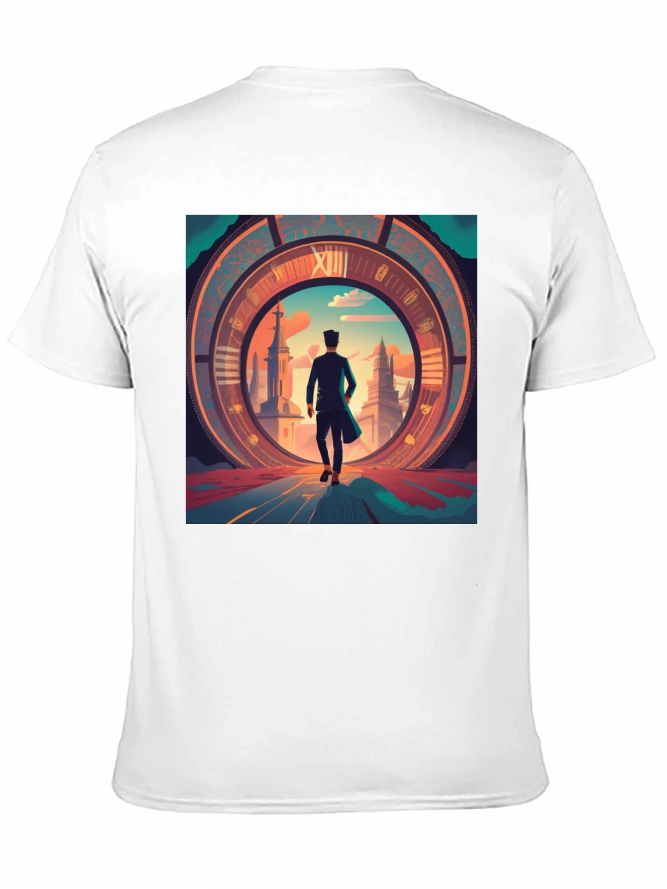 Black Time Traveler Graphic Tee - Black Cotton Blend Shirt view 11