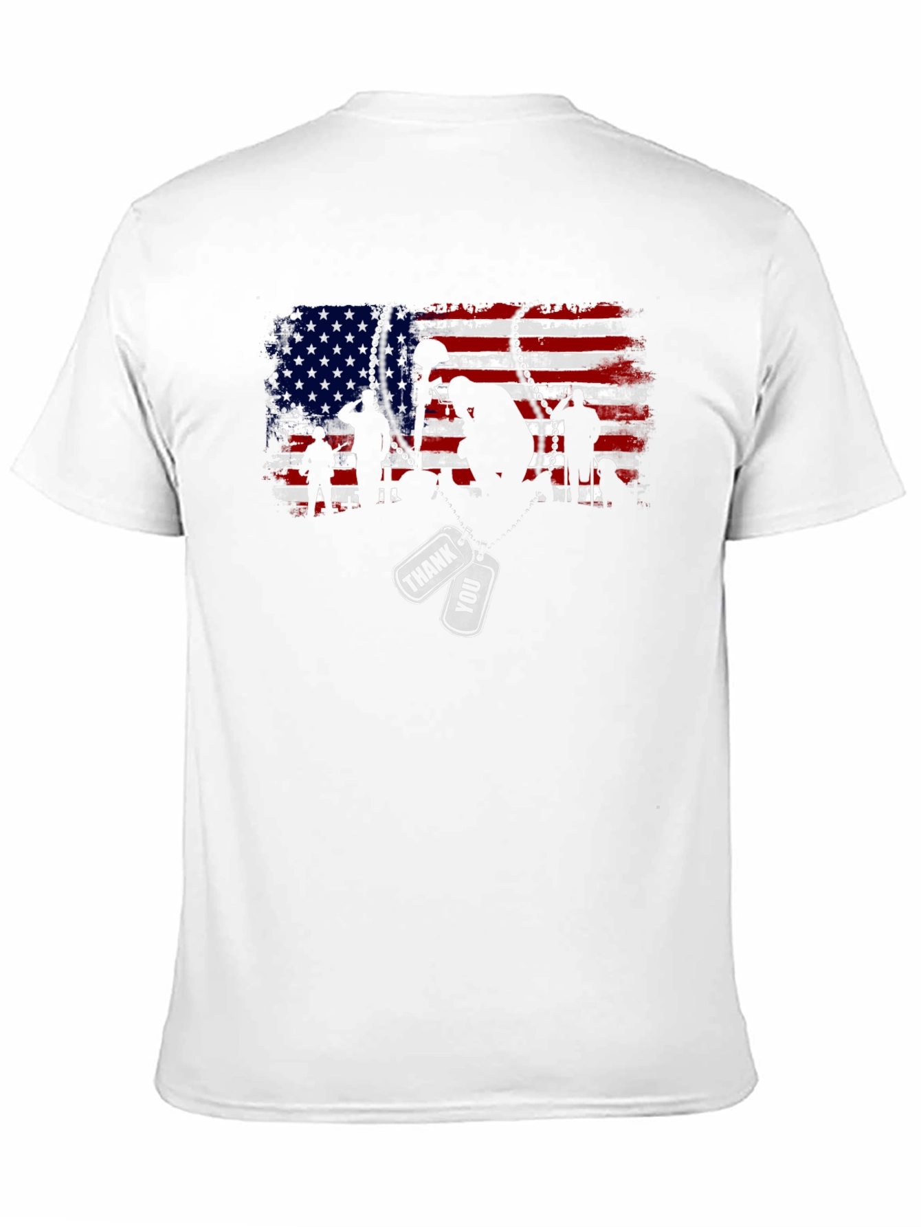 Black Patriotic US Flag Veteran Thank You T-Shirt view 11