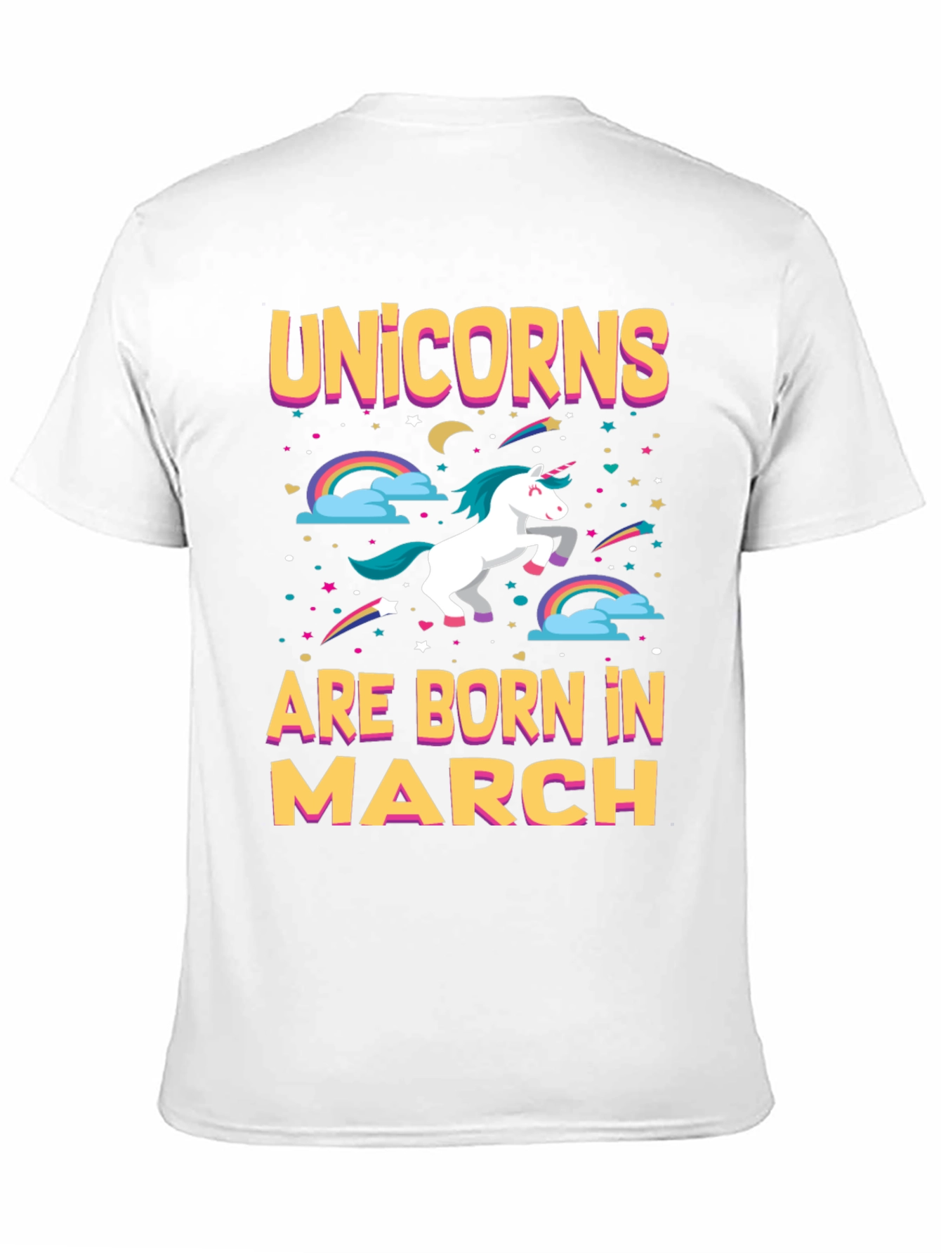 Black Unicorns Born in March T-Shirt view 11