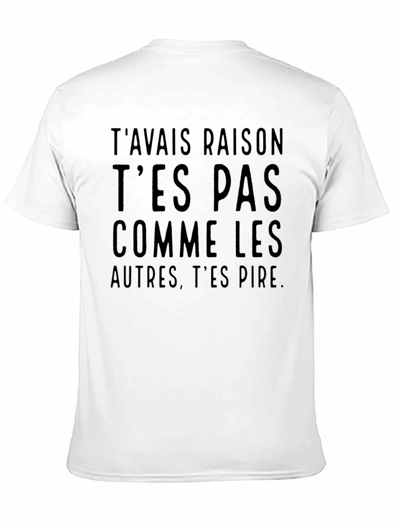 Black Men's Black T-Shirt with Humorous French Text view 11
