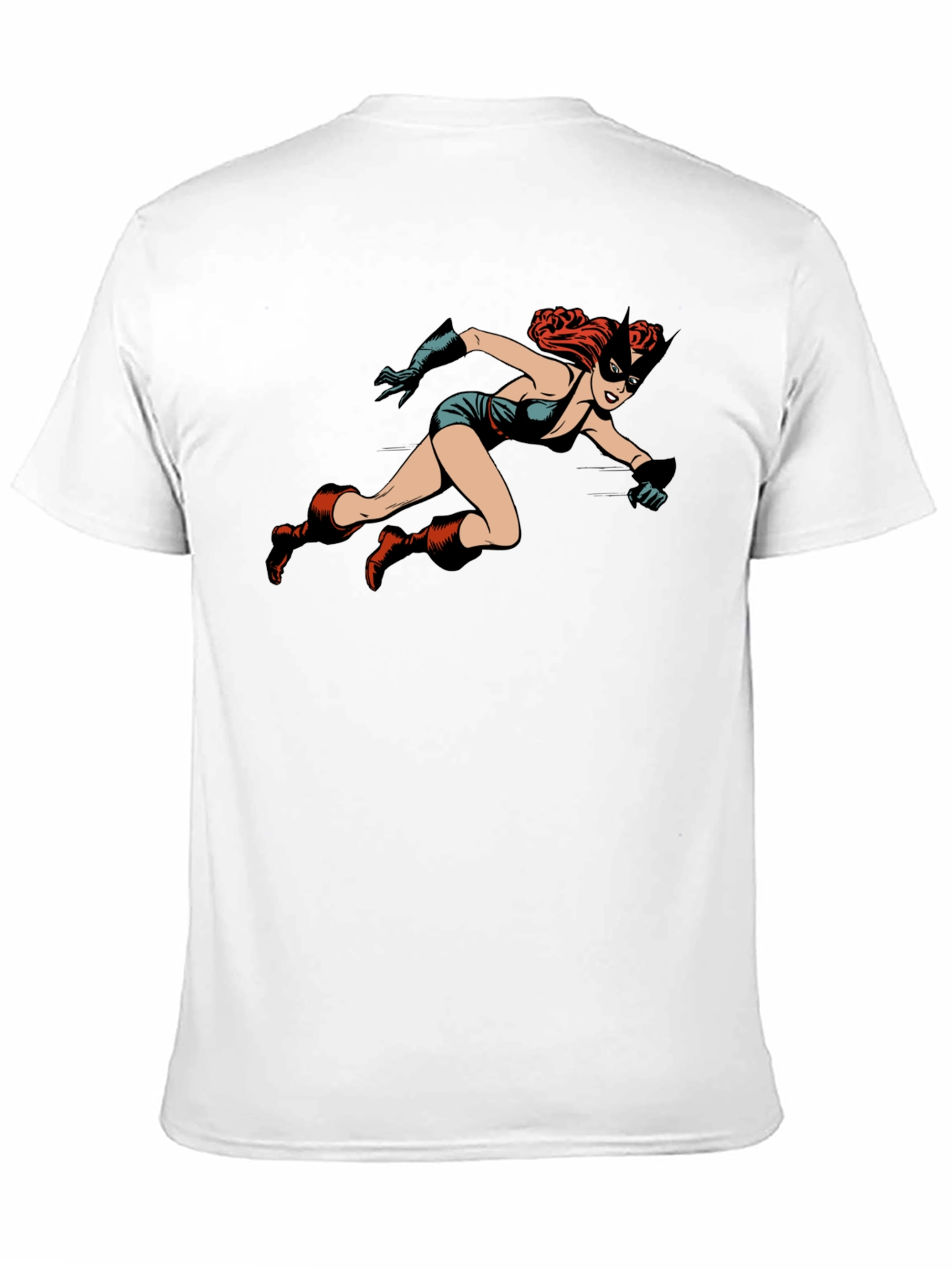 Black Retro Comic Book Heroine Black T-Shirt view 11