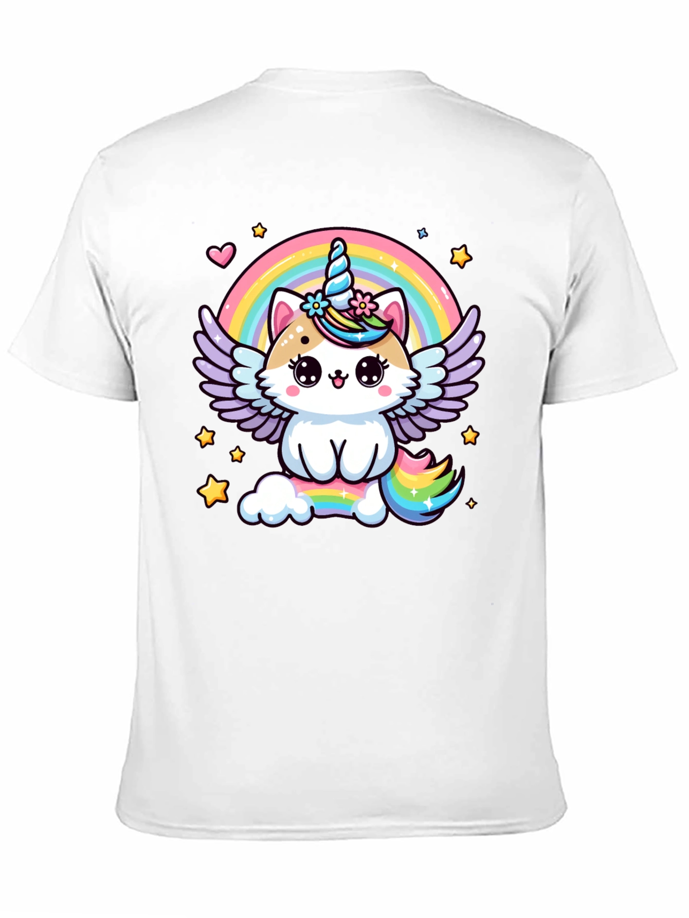 Black Unicorn Cat Rainbow T-Shirt view 11