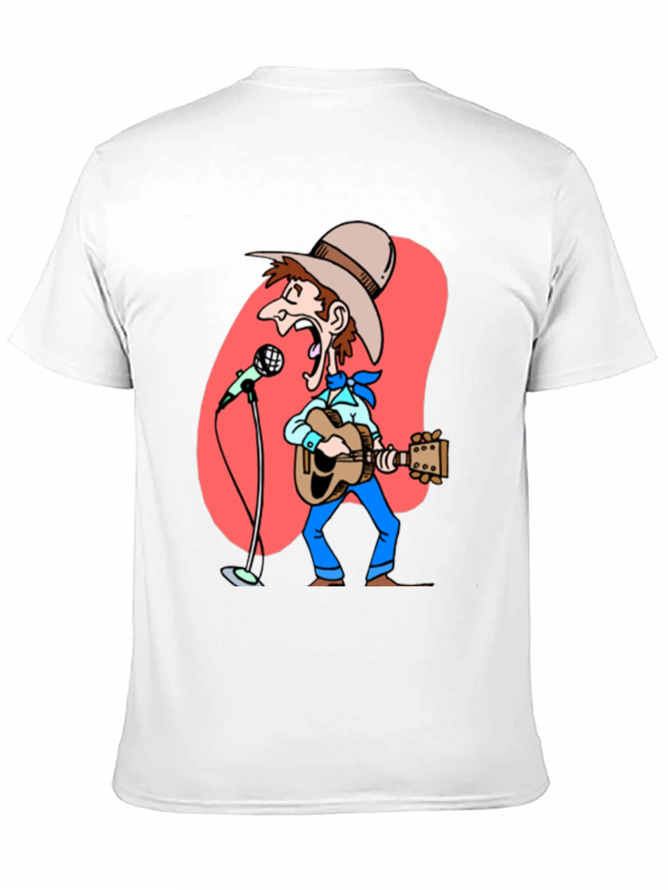 Black Cartoon Cowboy T-Shirt - Guitar & Microphone Graphic view 11