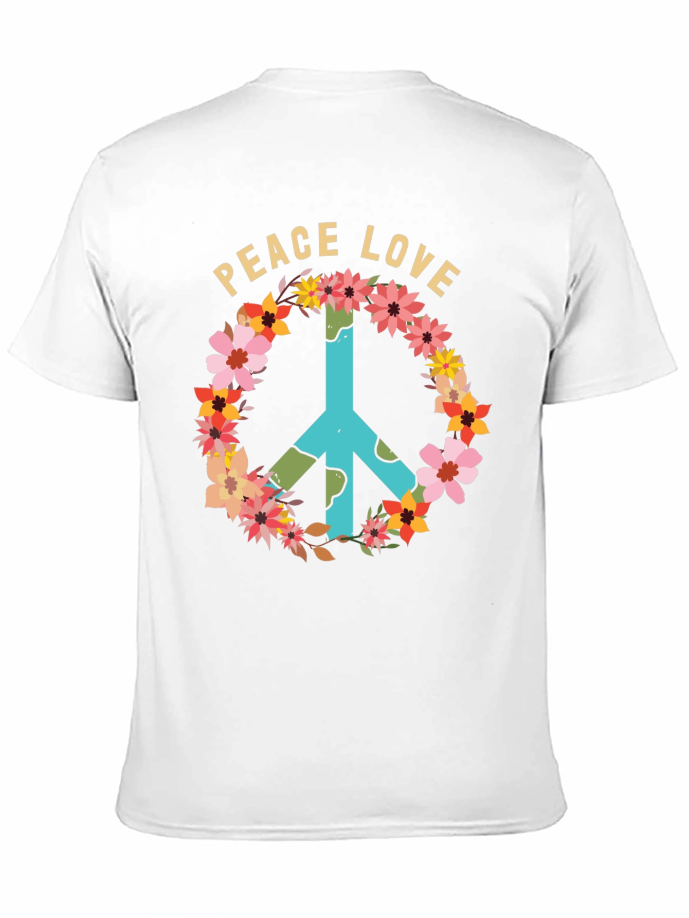 Black Peace Love Floral Sign T-Shirt view 11