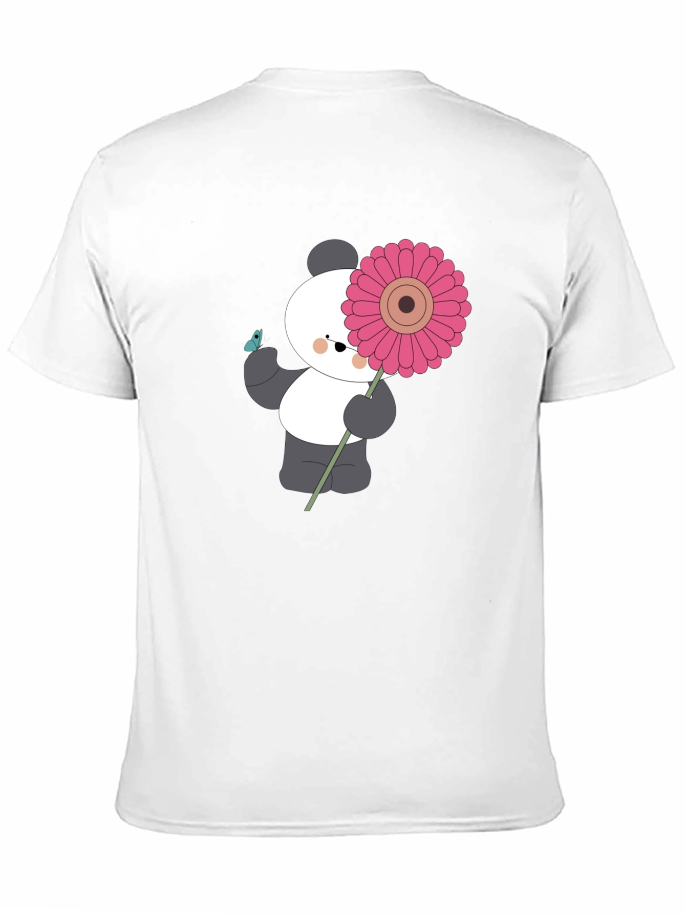 Black Panda with Flower Graphic Black T-Shirt view 11