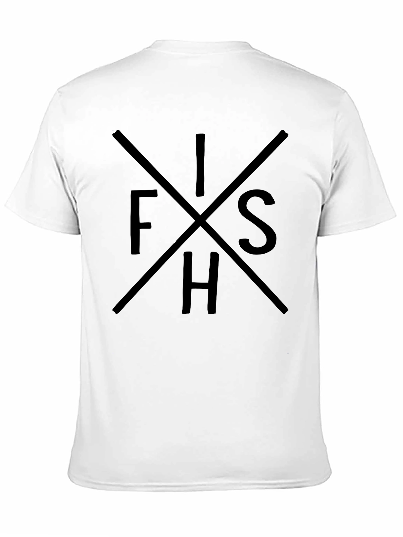 Black FISH Graphic Tee - Black Crew Neck Cotton T-Shirt view 11