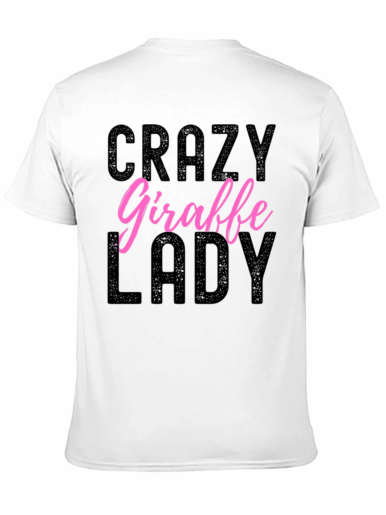 Black Crazy Giraffe Lady Graphic T-Shirt - Novelty Animal Lover Tee view 11