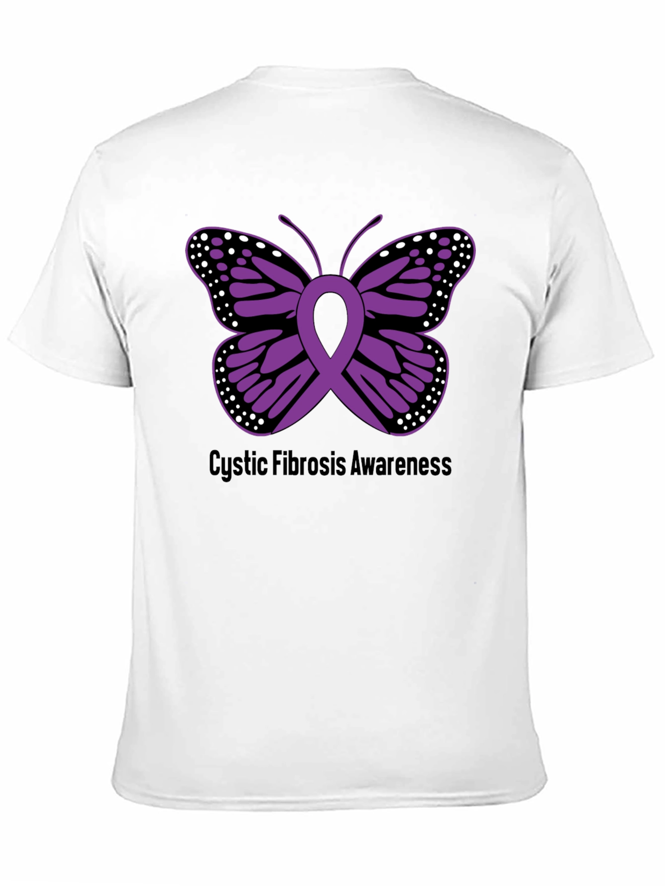 Black Cystic Fibrosis Awareness Butterfly Ribbon T-Shirt view 11