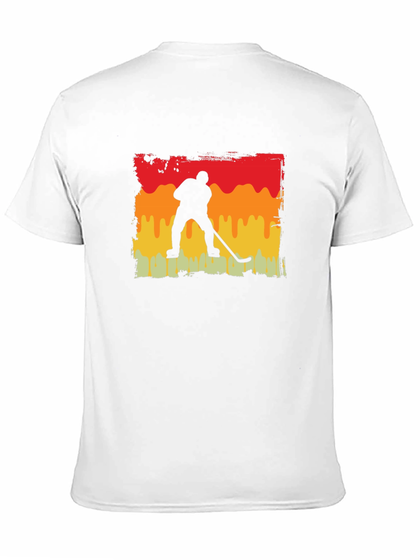 Black Retro Hockey Player Graphic Tee - Black Cotton T-Shirt view 11