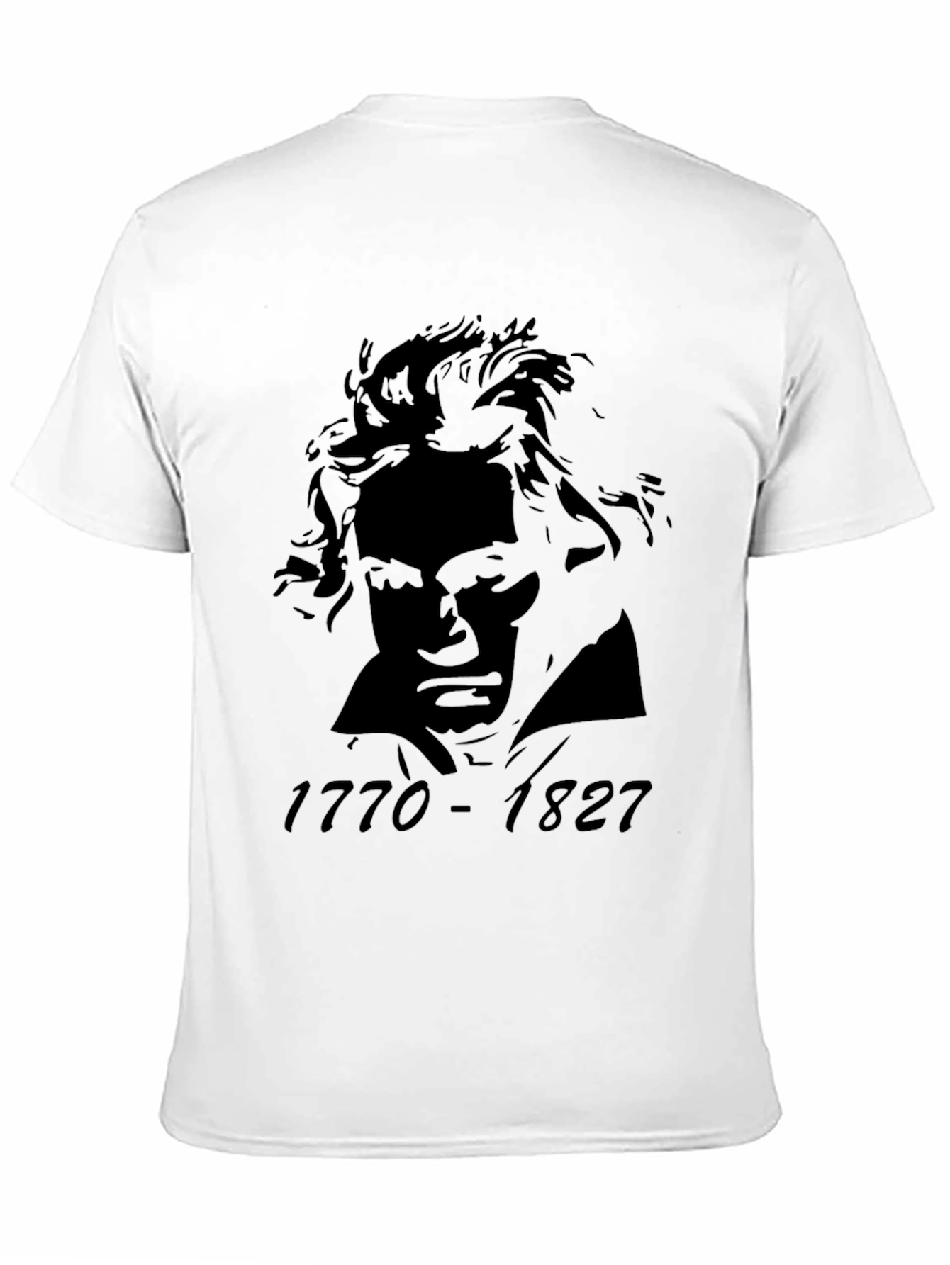 Black Beethoven Portrait Graphic Tee - Black Cotton Blend T-Shirt view 11