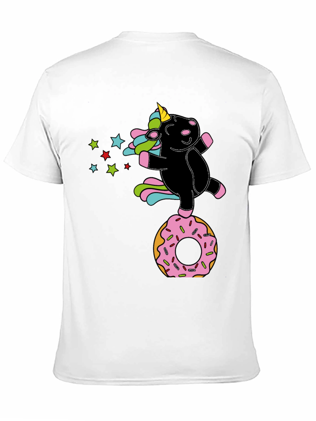 Black Unicorn Donut Black T-Shirt Fun Design view 11