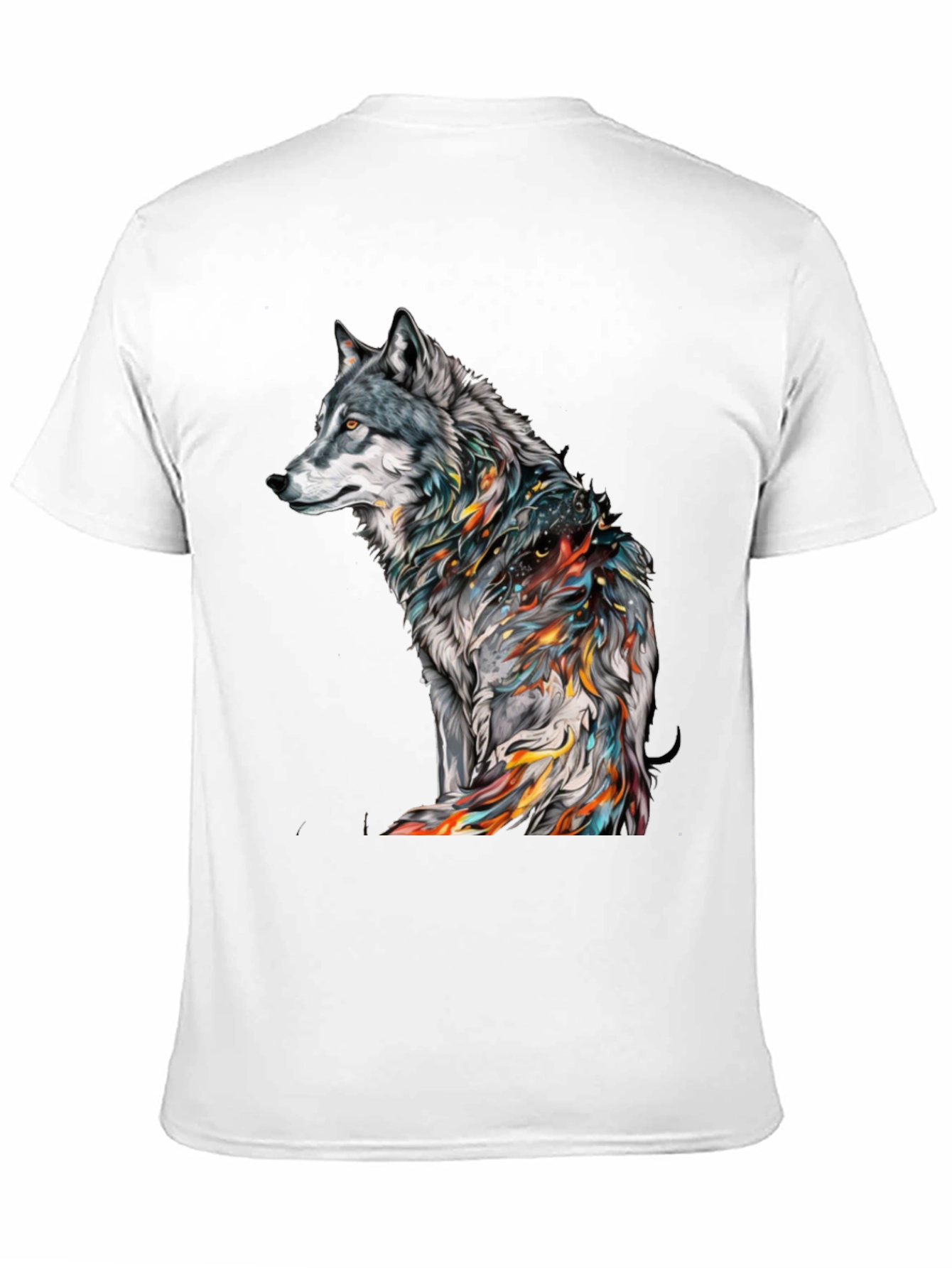 Black Wolf Graphic Print Black T-Shirt view 11