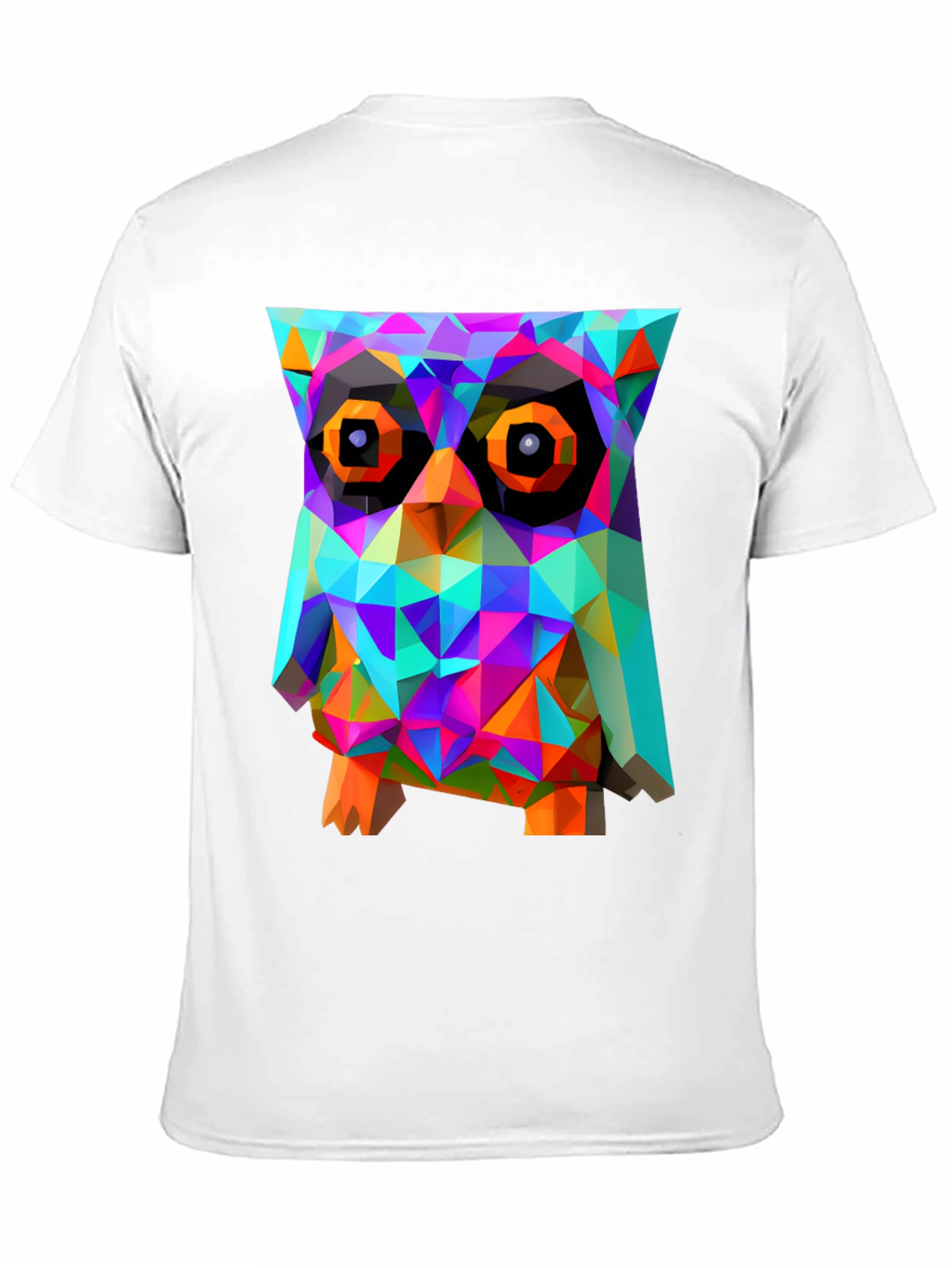Black Geometric Owl Graphic Print T-Shirt - Black view 11