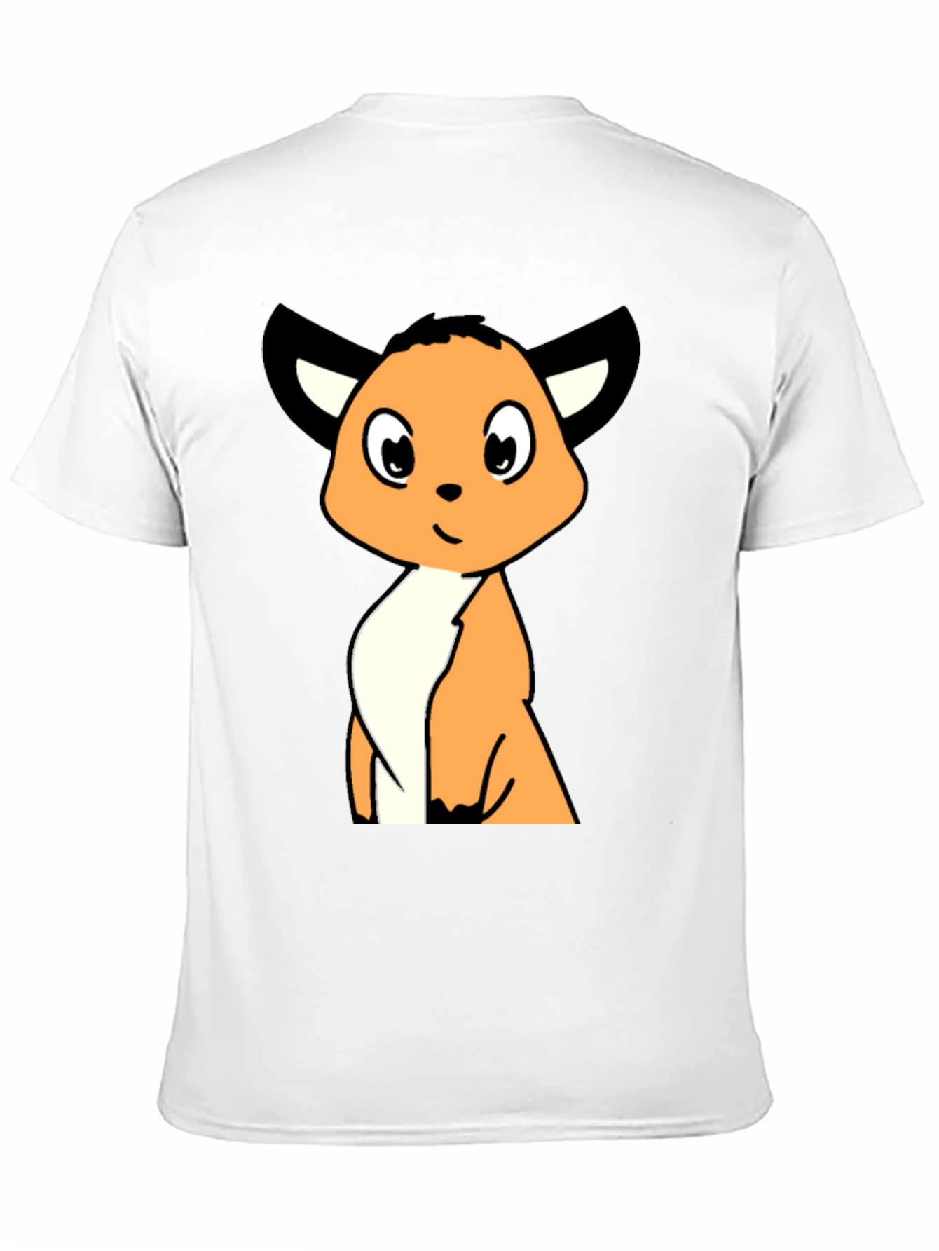 Black Cartoon Fox Graphic Tee - Black Casual T-Shirt view 11