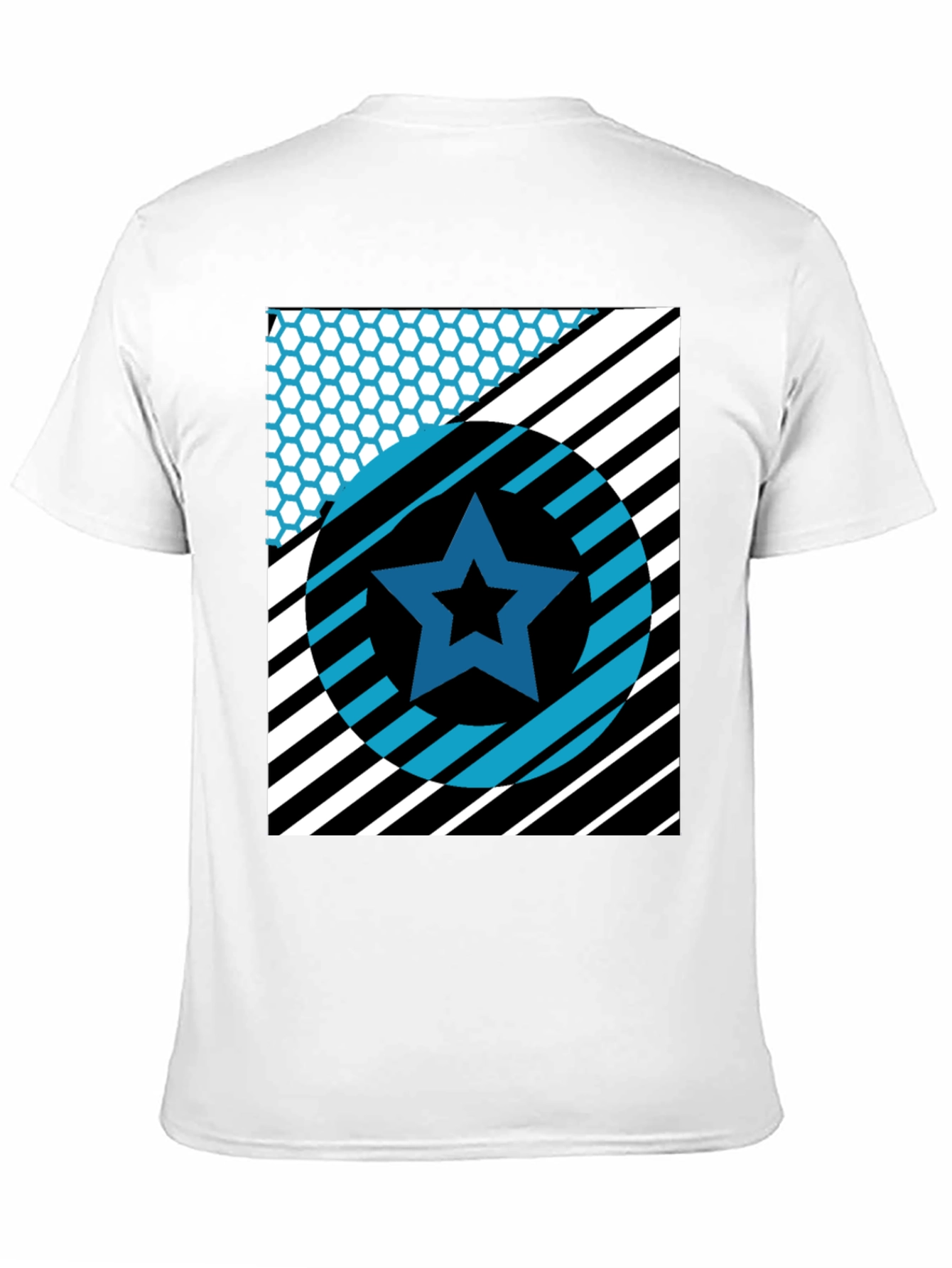 Black Geometric Star Graphic Tee - Black Cotton T-Shirt view 11