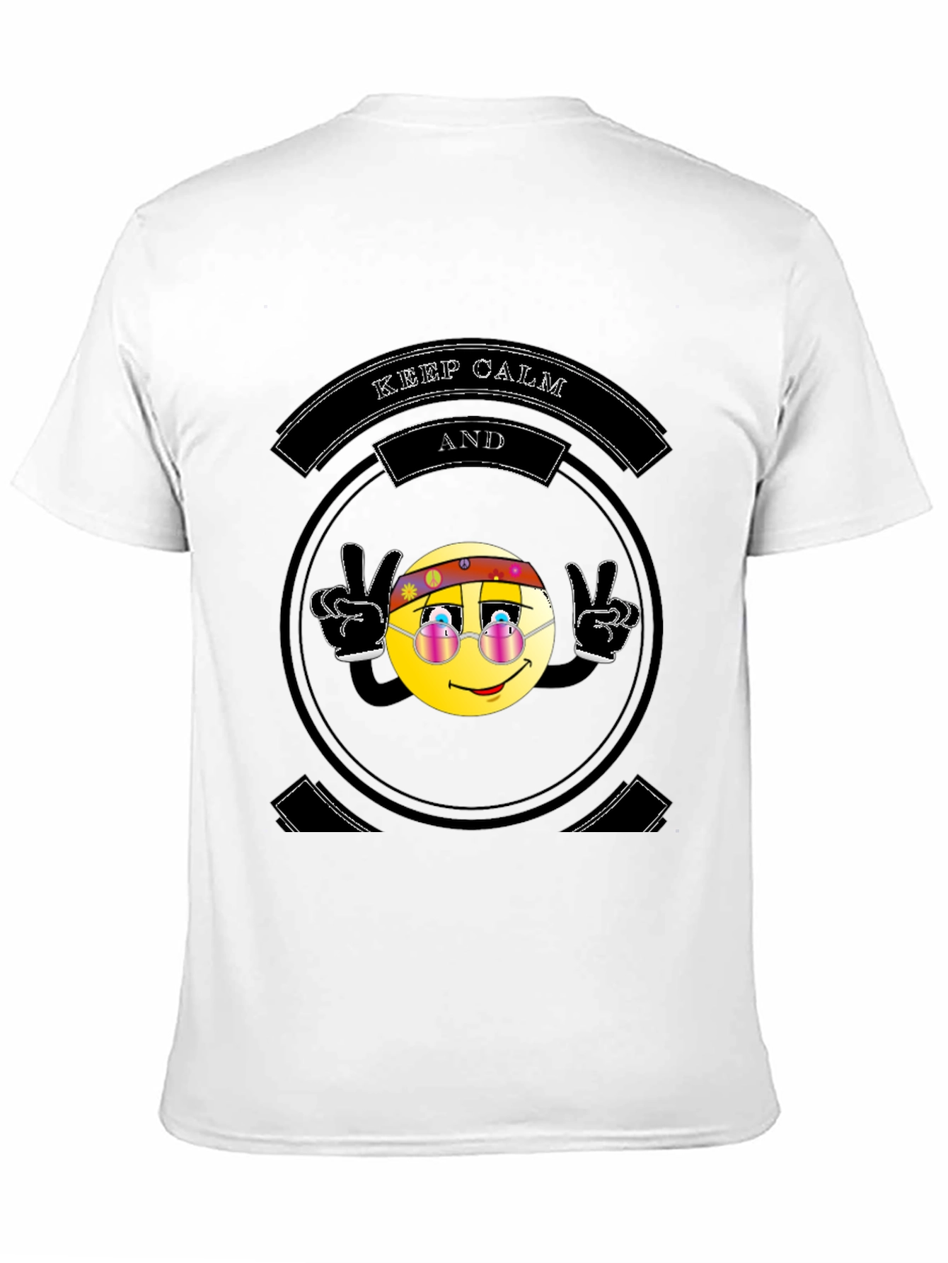Black Keep Calm Hippie Emoji Black T-Shirt view 11