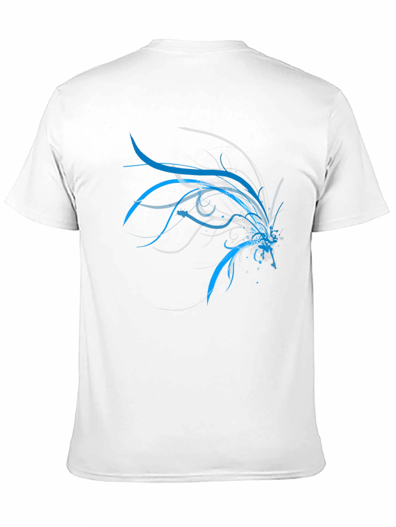 Black Abstract Blue & Grey Design T-Shirt view 11