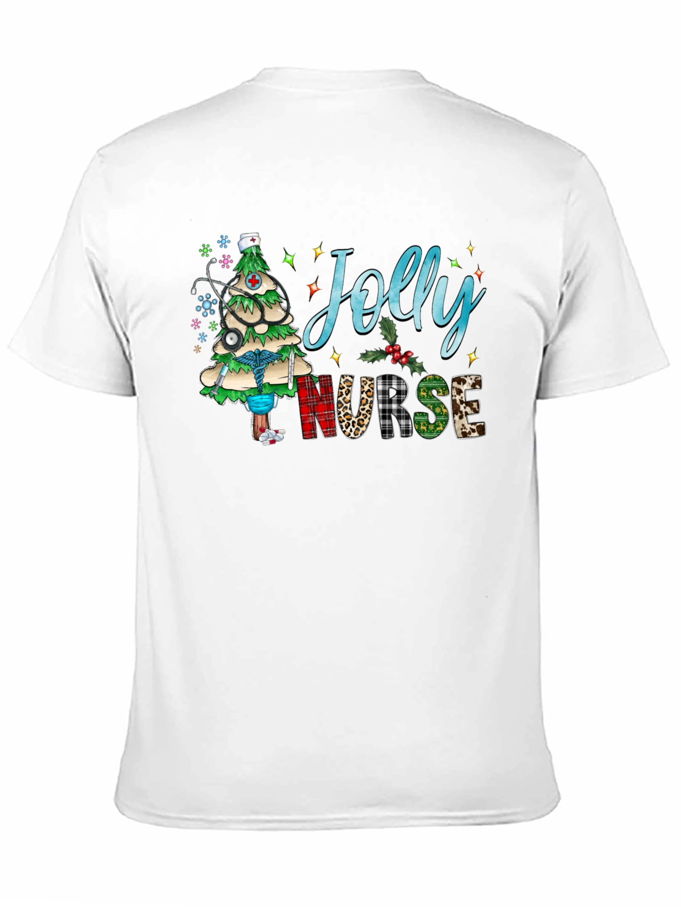 Black Jolly Nurse Holiday T-Shirt view 11