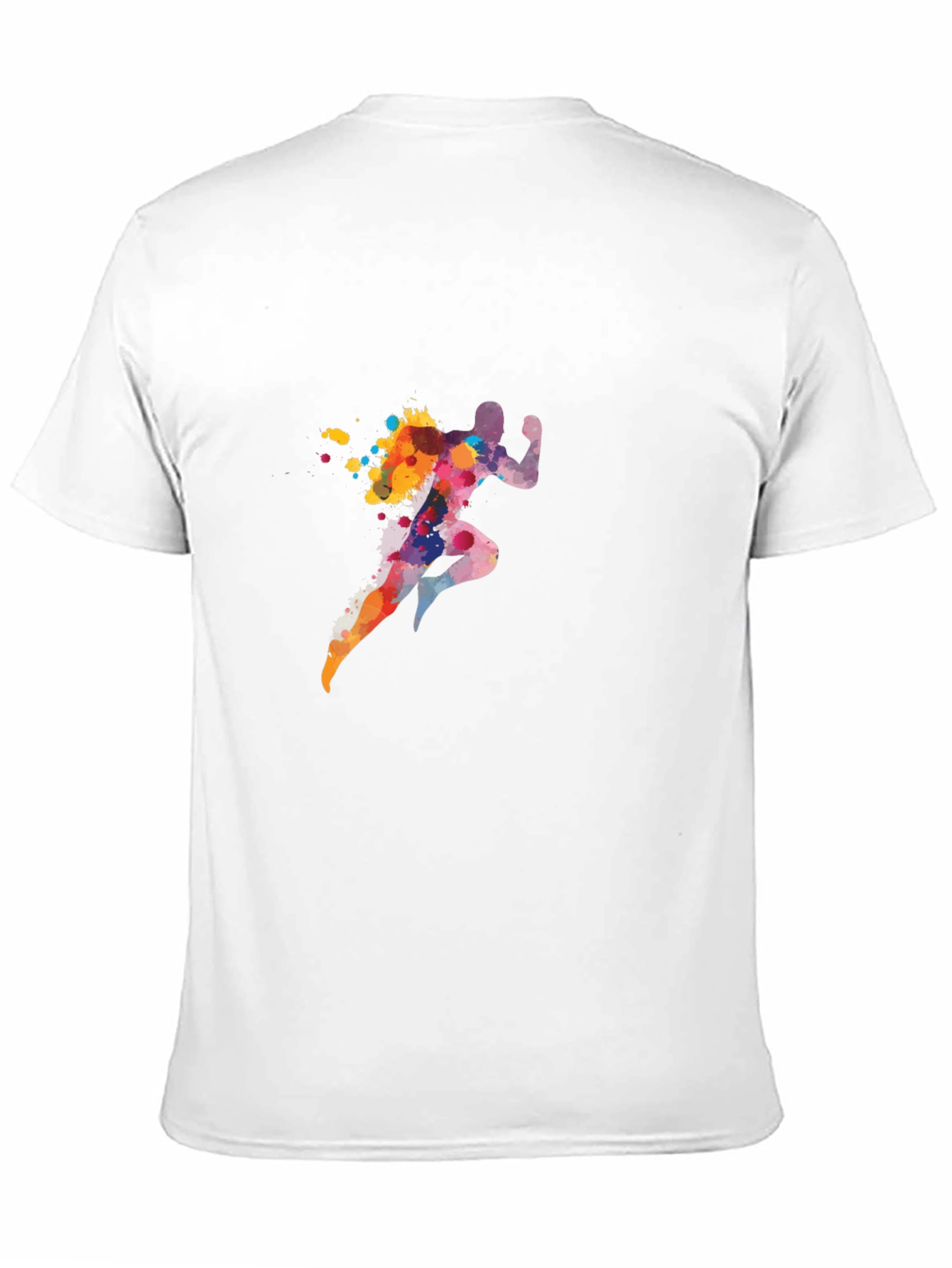 Black Men's Black T-Shirt with Colorful Running Man Graphic view 11