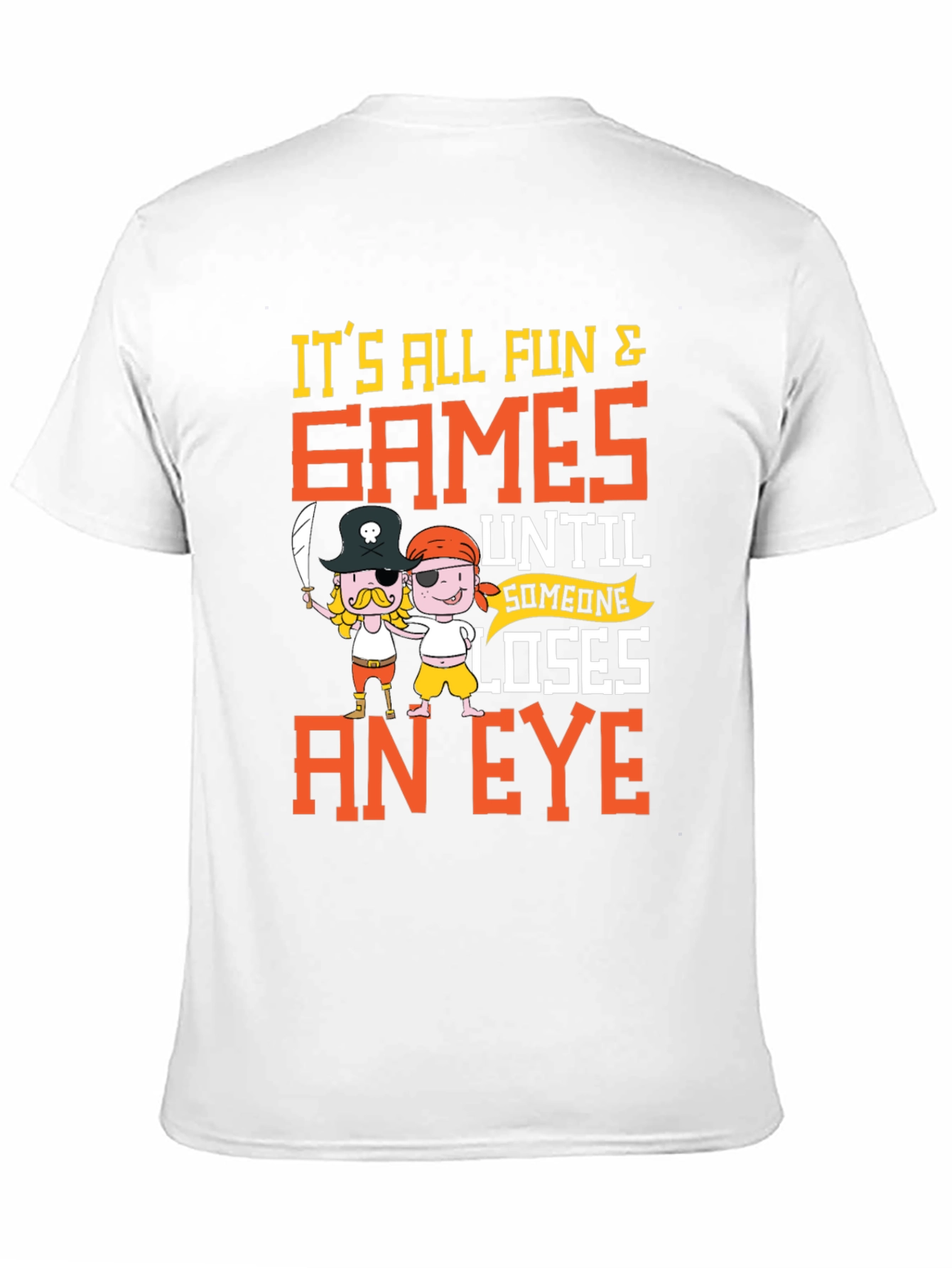 Black It's All Fun & Games T-Shirt Pirate Cartoon view 11