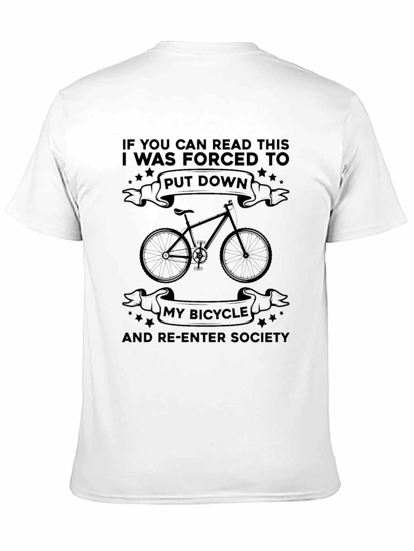 Black Funny Bicycle T-Shirt - Read This & Re-Enter Society view 11