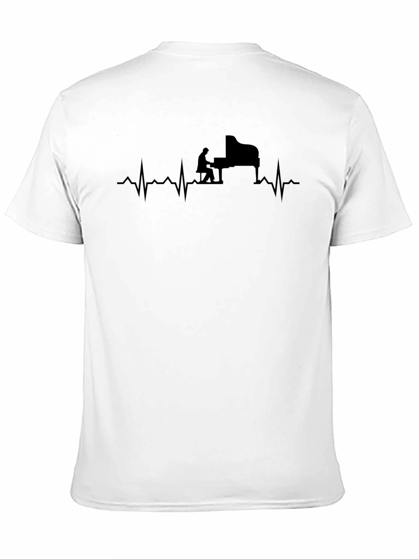 Black Piano Heartbeat Graphic Black T-Shirt view 11