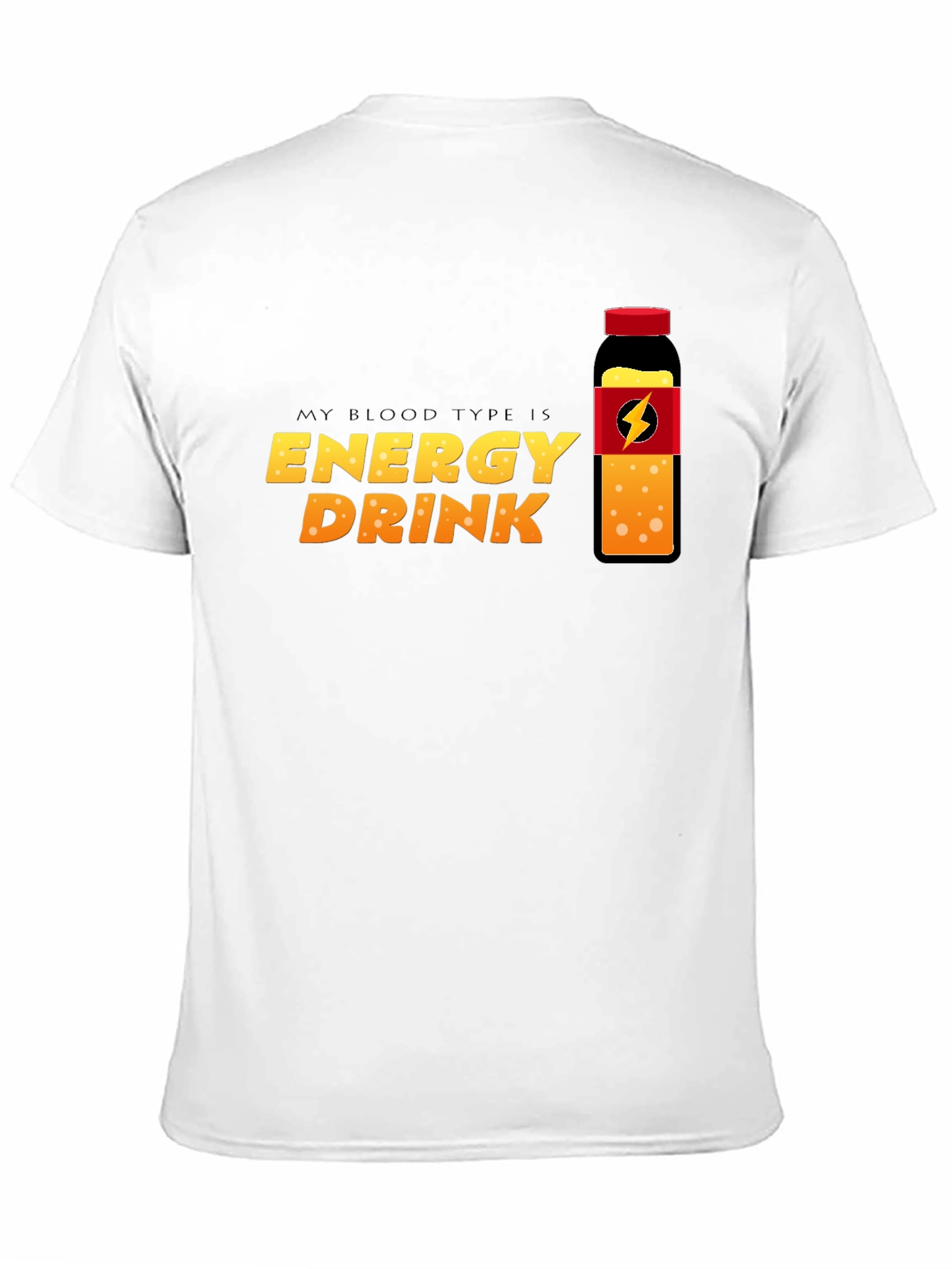 Black Energy Drink Blood Type T-Shirt - Black Crew Neck Tee view 11