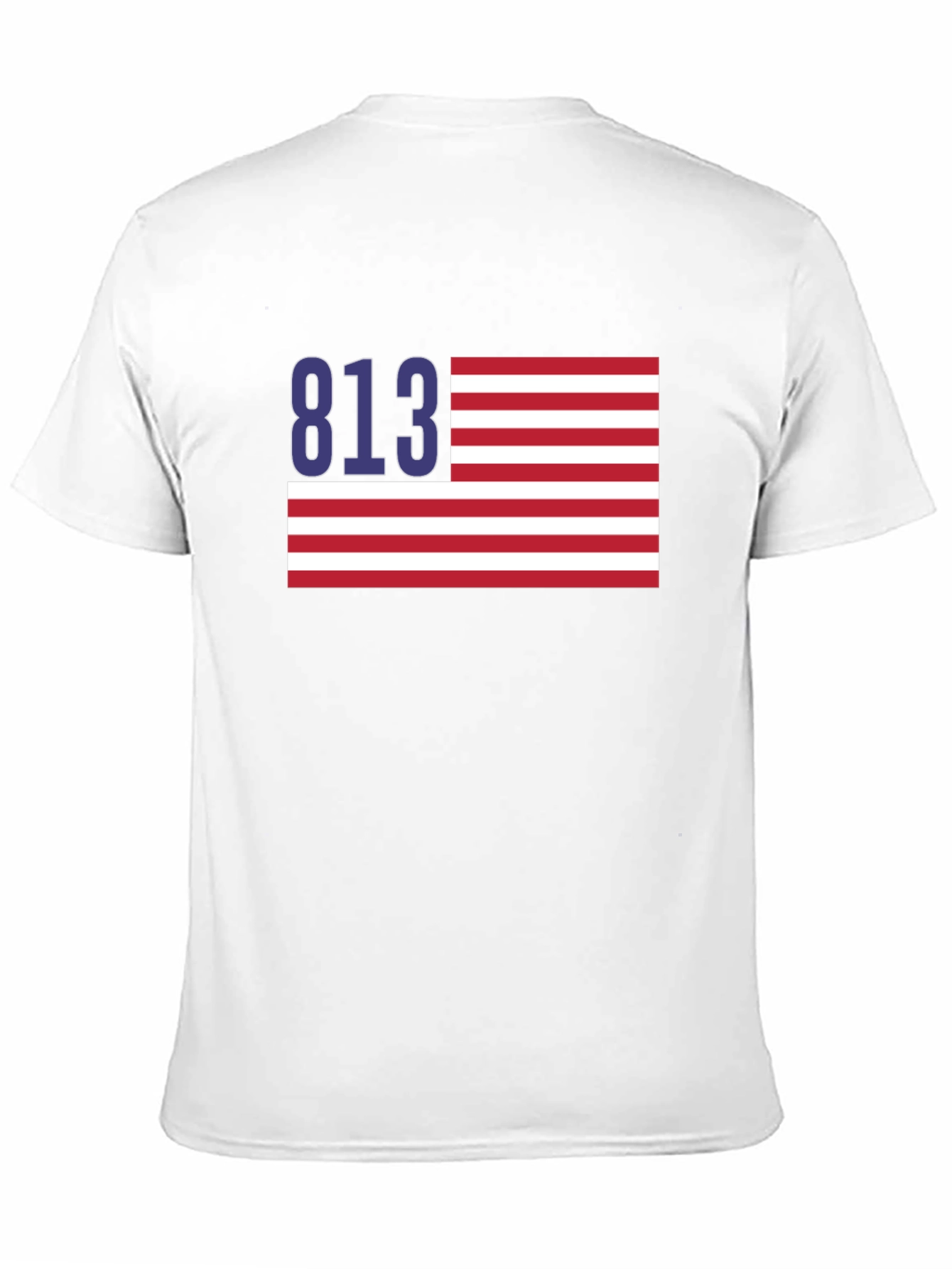 Black 813 Tampa Area Code American Flag T-Shirt view 11